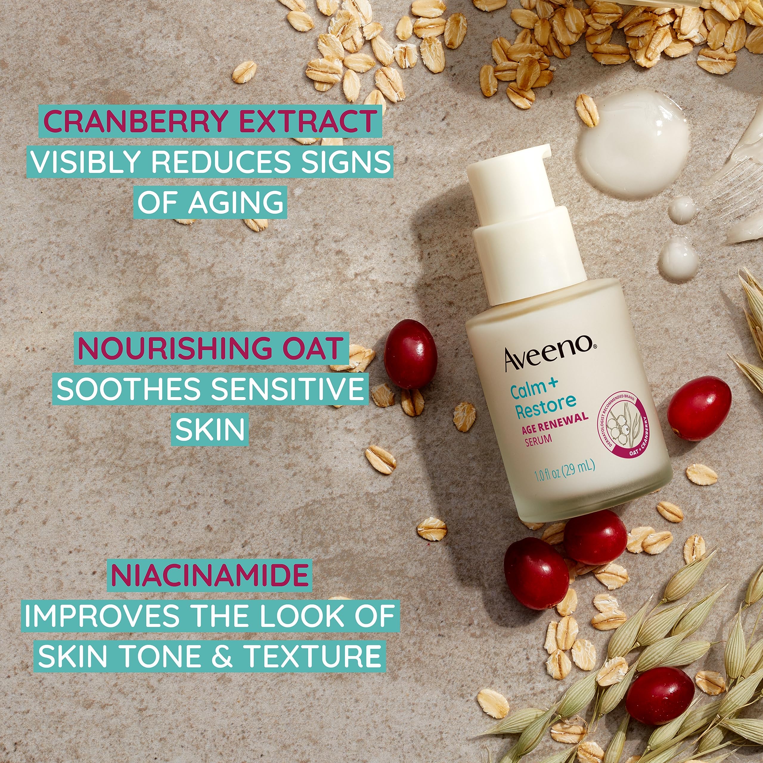 Foto 5 pulgar | Sérum Facial Aveeno Calm + Restore Age Renewal Antiarrugas - Venta Internacional.