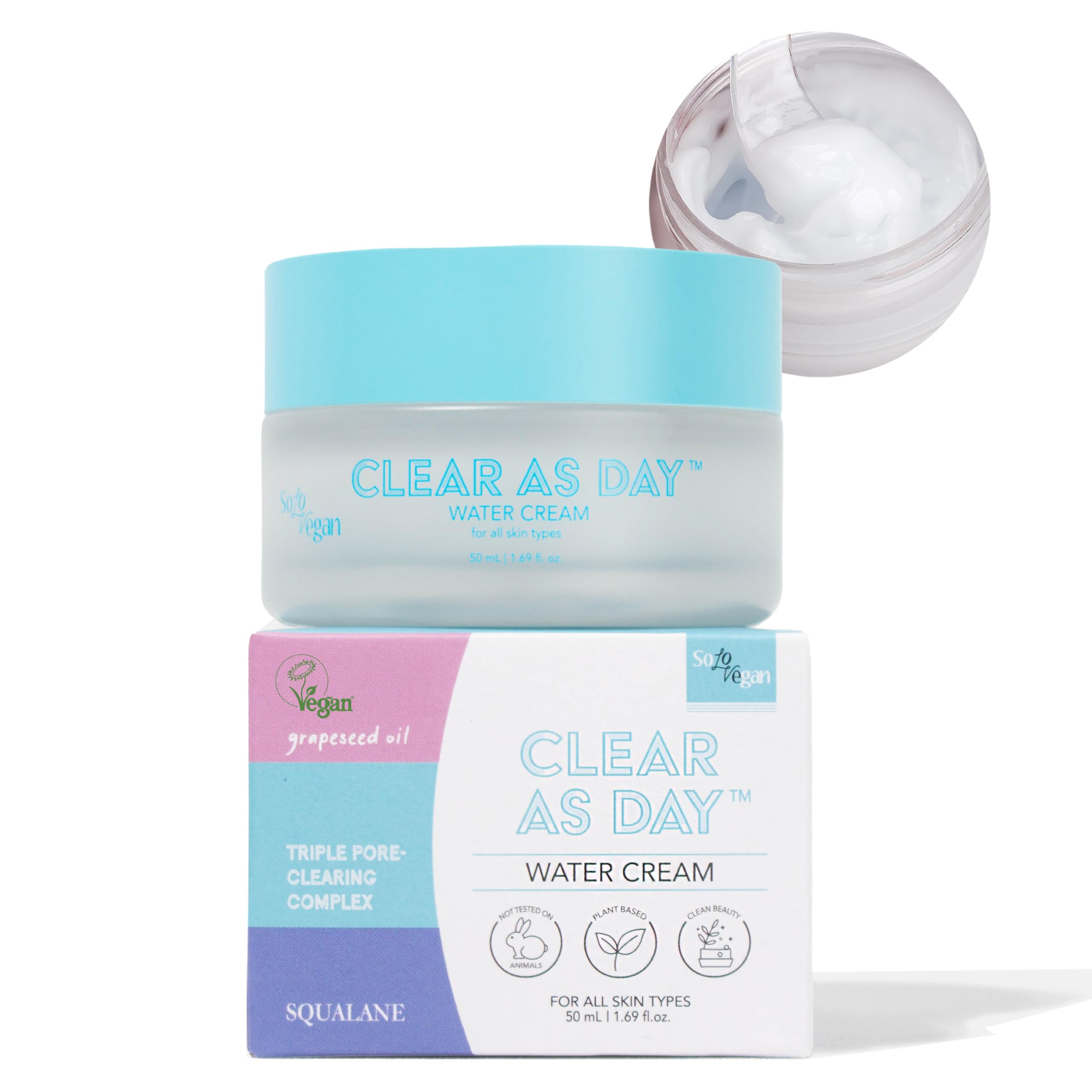 Crema Facial Solovegan Clear As Day Water, 50 Ml, Hidratante - Venta Internacional.