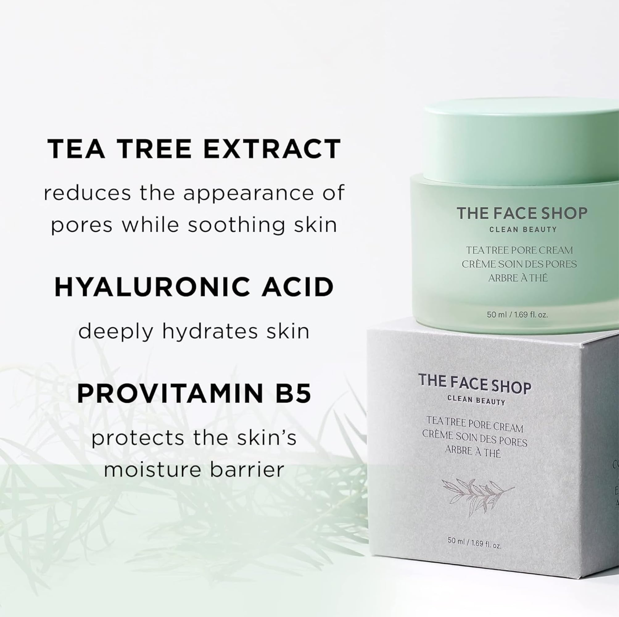 Foto 5 pulgar | Cream The Face Shop, Minimizador De Poros Con Forma De Árbol De Té, Hidratante, 50 Ml - Venta Internacional.