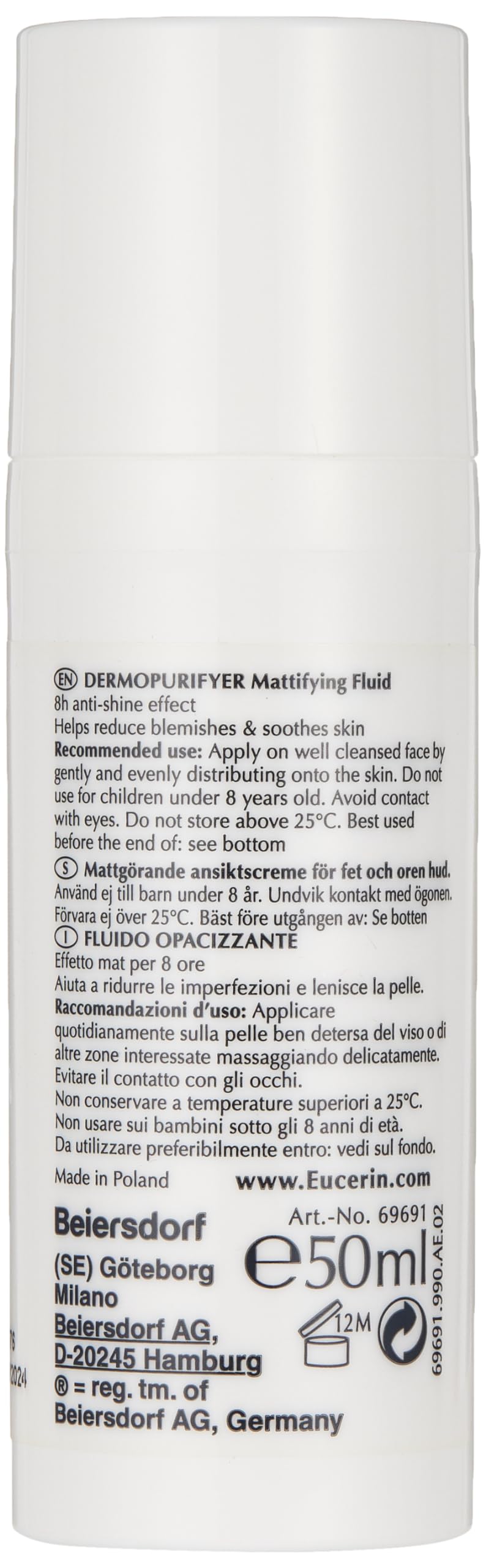 Foto 2 | Fluido Hidratante Eucerin Dermopurifyer Flu Opac 50 Ml - Venta Internacional.