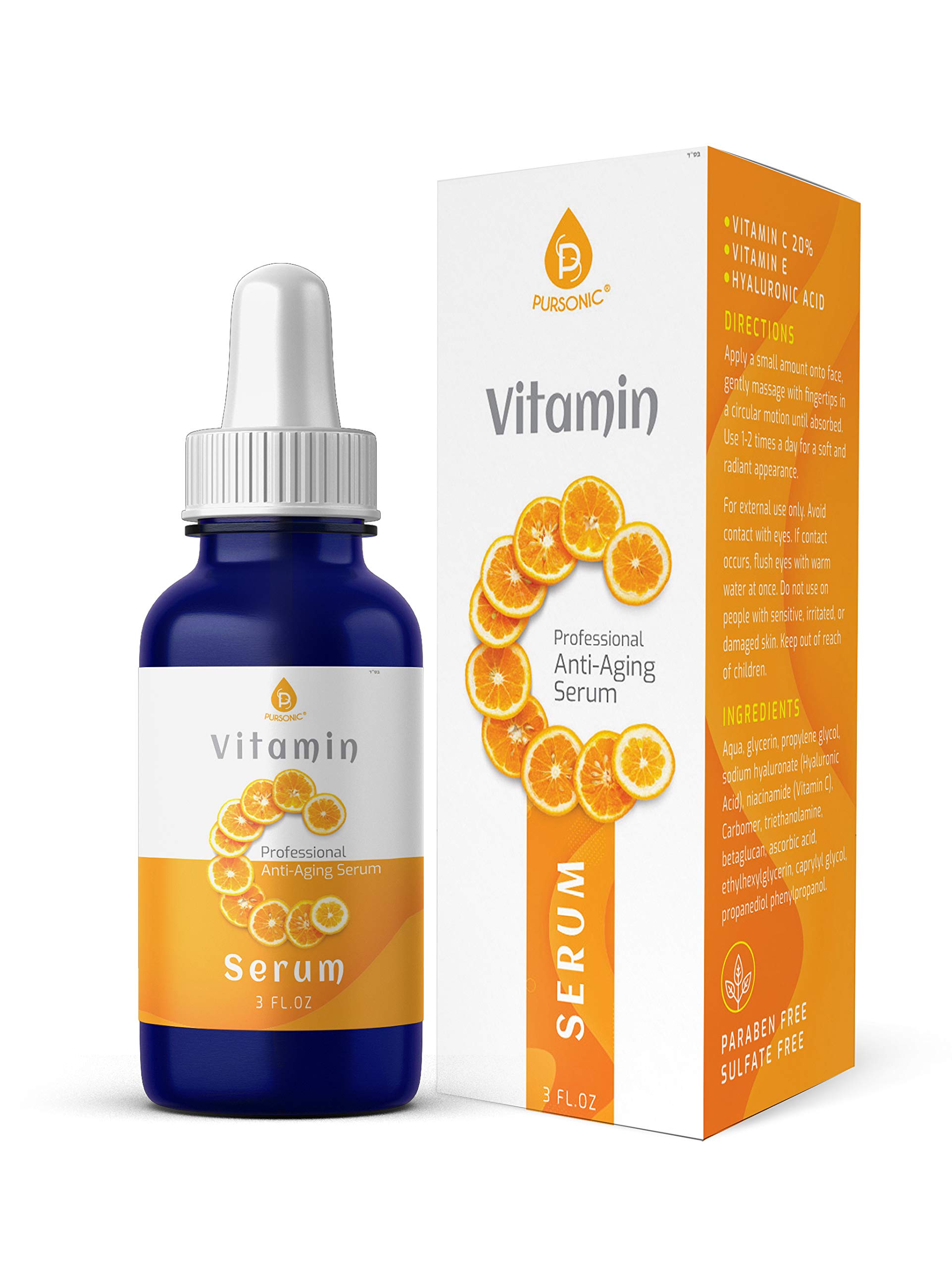 Foto 2 pulgar | Sérum Pursonic De Vitamina C 20% Orgánico Antienvejecimiento, 90 Ml - Venta Internacional.