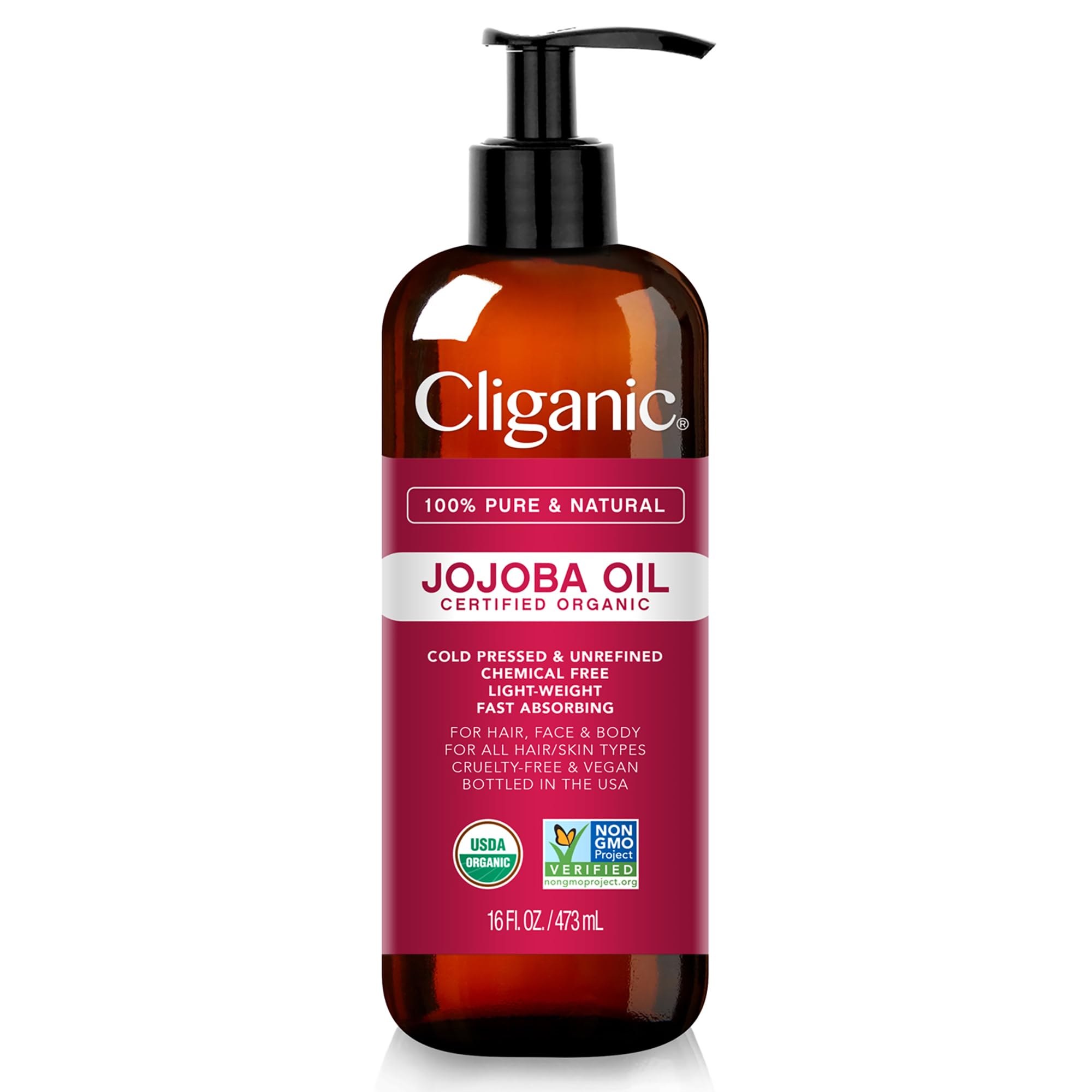 Foto 2 pulgar | Aceite De Jojoba Cliganic, 473 Ml, Orgánico Del Usda, Con Bomba Para Rostro Y Cabello - Venta Internacional.