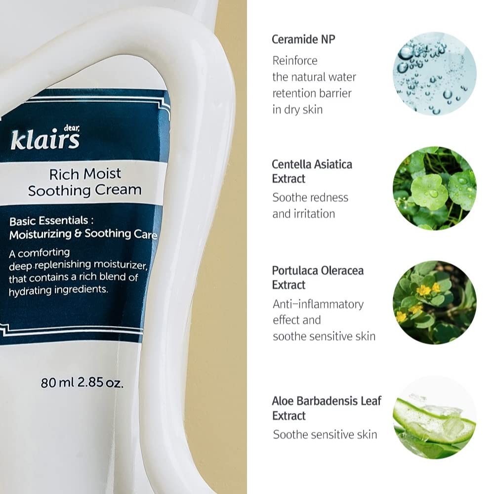 Foto 3 pulgar | Crema Hidratante Dearklairs Rich Moist Calmante 80 Ml - Venta Internacional.