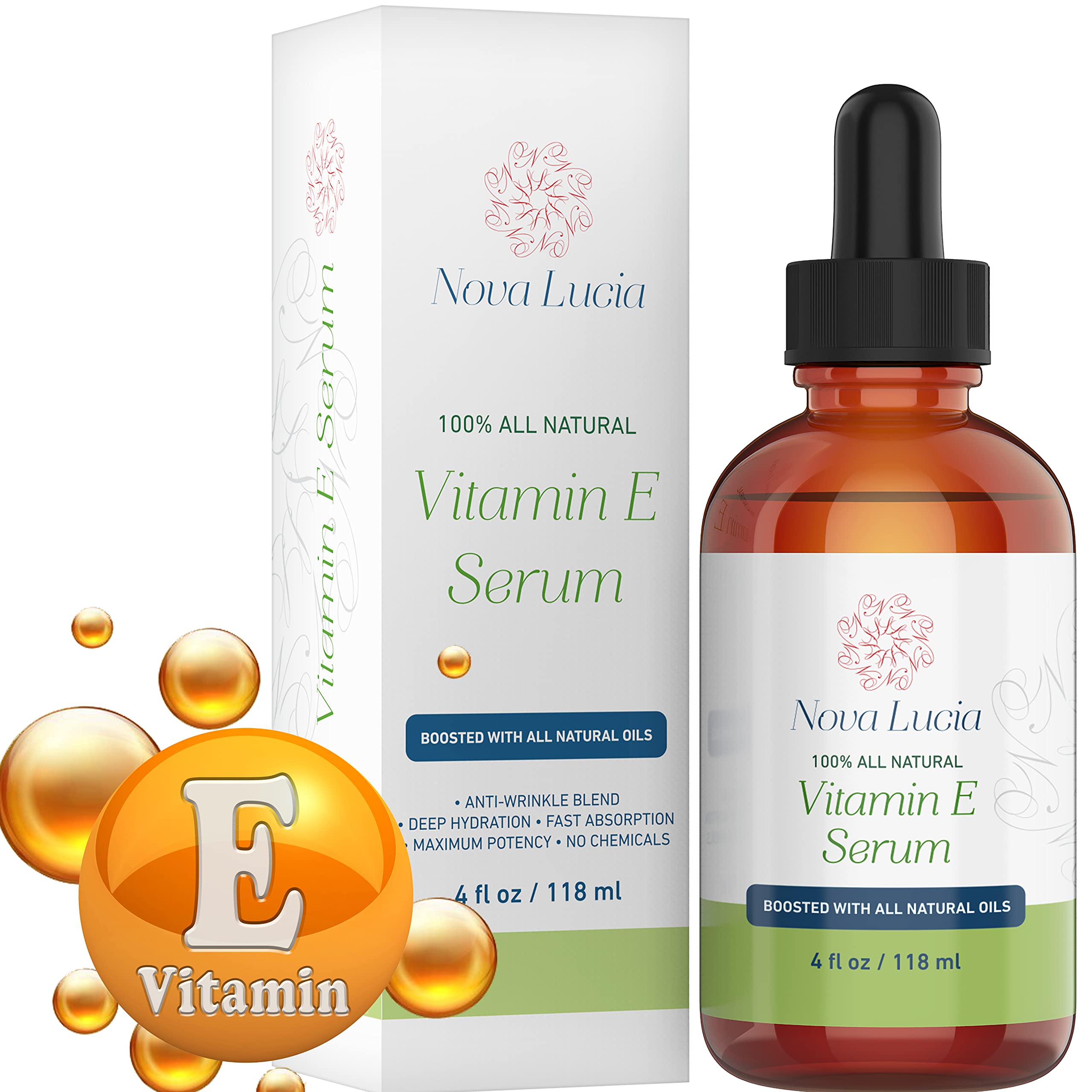 Aceite De Vitamina E Nova Lucia Para Piel, Rostro Y Vello, 120 Ml Con Vitamina - Venta Internacional.