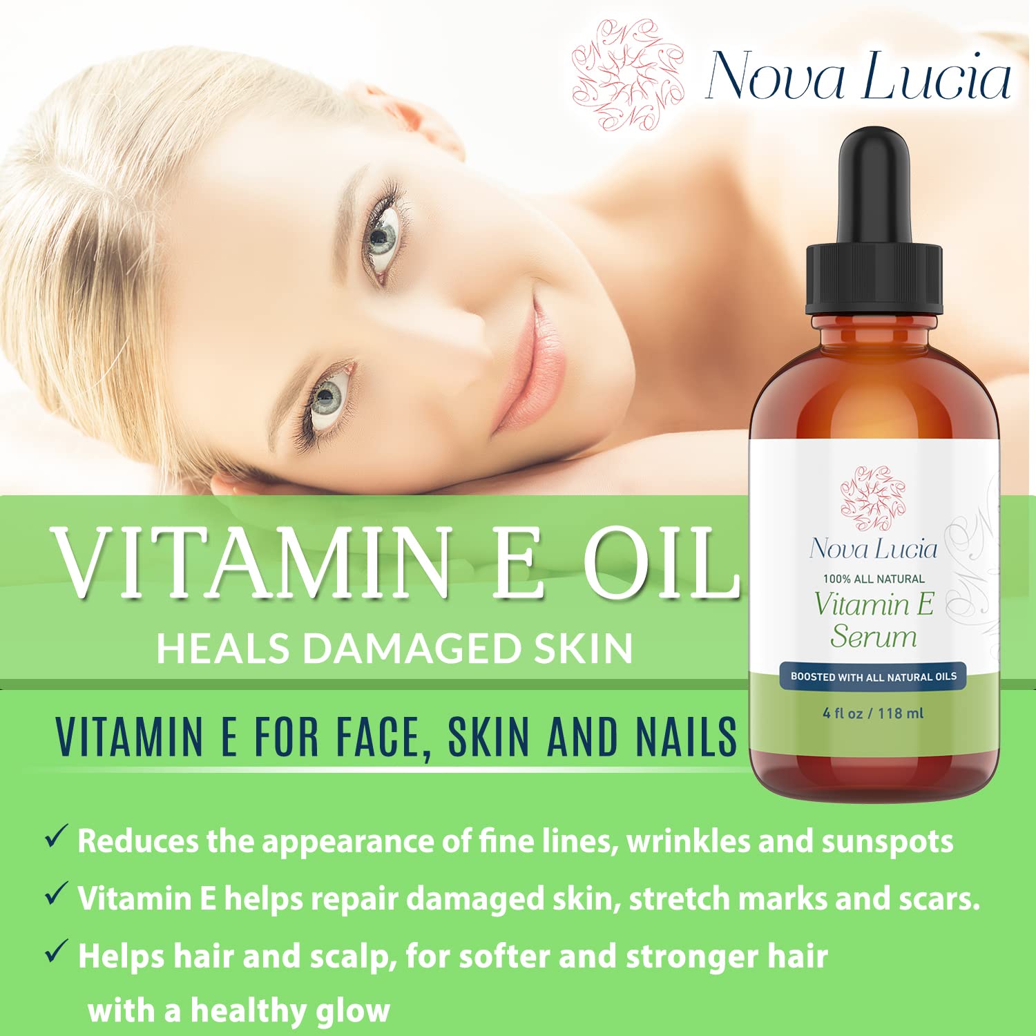 Foto 4 | Aceite De Vitamina E Nova Lucia Para Piel, Rostro Y Vello, 120 Ml Con Vitamina - Venta Internacional.