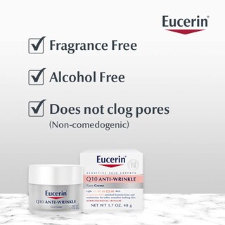 Foto 2 | Crema Facial Eucerin Sensitive Skin Q10 Antiarrugas 50 Ml X5 - Venta Internacional.