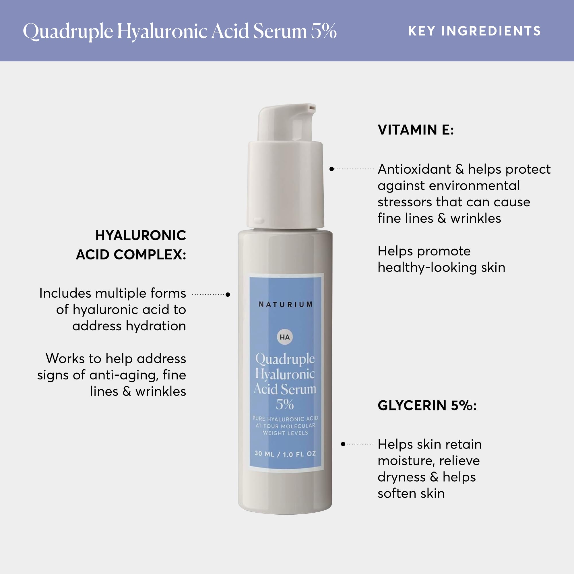 Foto 5 | Serum Naturium Quadruple Ácido Hialurónico 5% Hidratante 30 Ml - Venta Internacional.