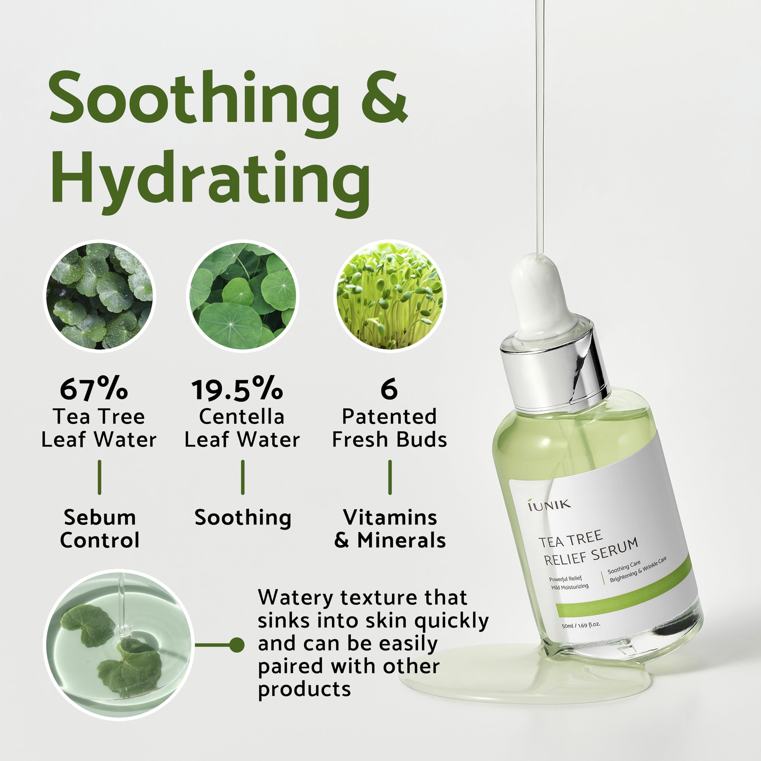 Foto 4 pulgar | Sérum Facial Iunik Tea Tree 67% Relief Con Centella Asiática 19% - Venta Internacional.
