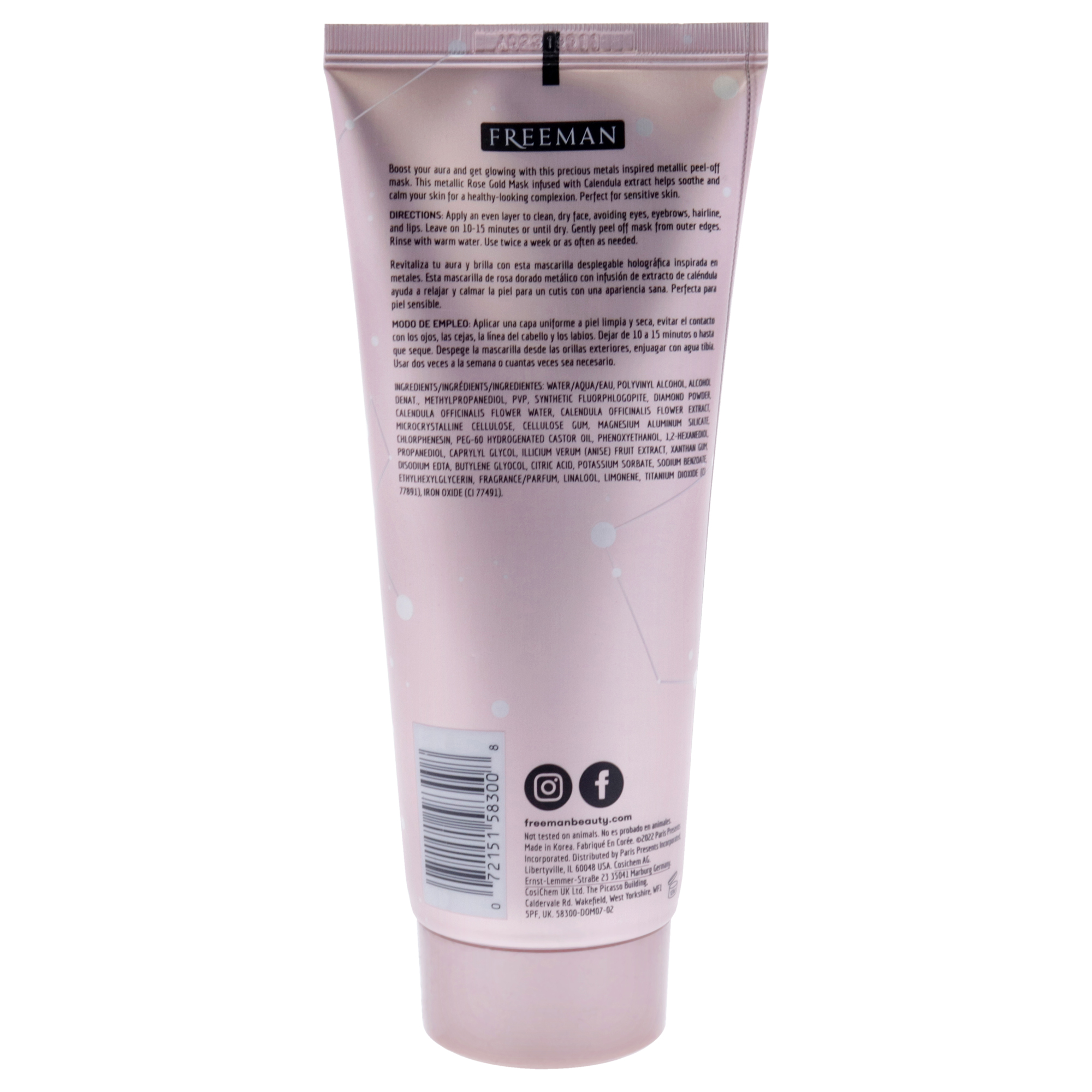 Foto 3 pulgar | Mascarilla Exfoliante Freeman Cosmic Metallic Rose Gold 180 Ml - Venta Internacional.