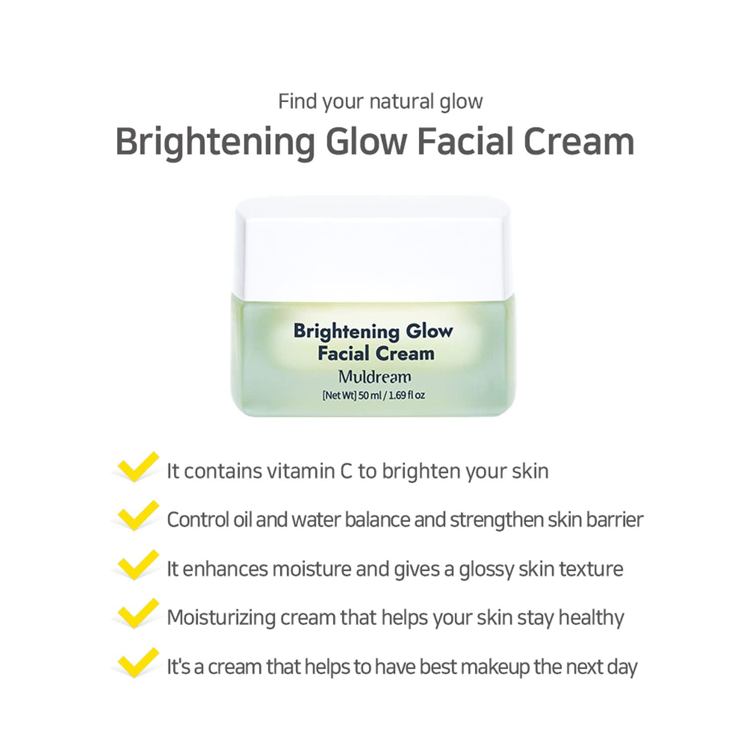 Foto 3 pulgar | Crema Facial Muldream Brightening Glow 50 Ml Vegan - Venta Internacional.
