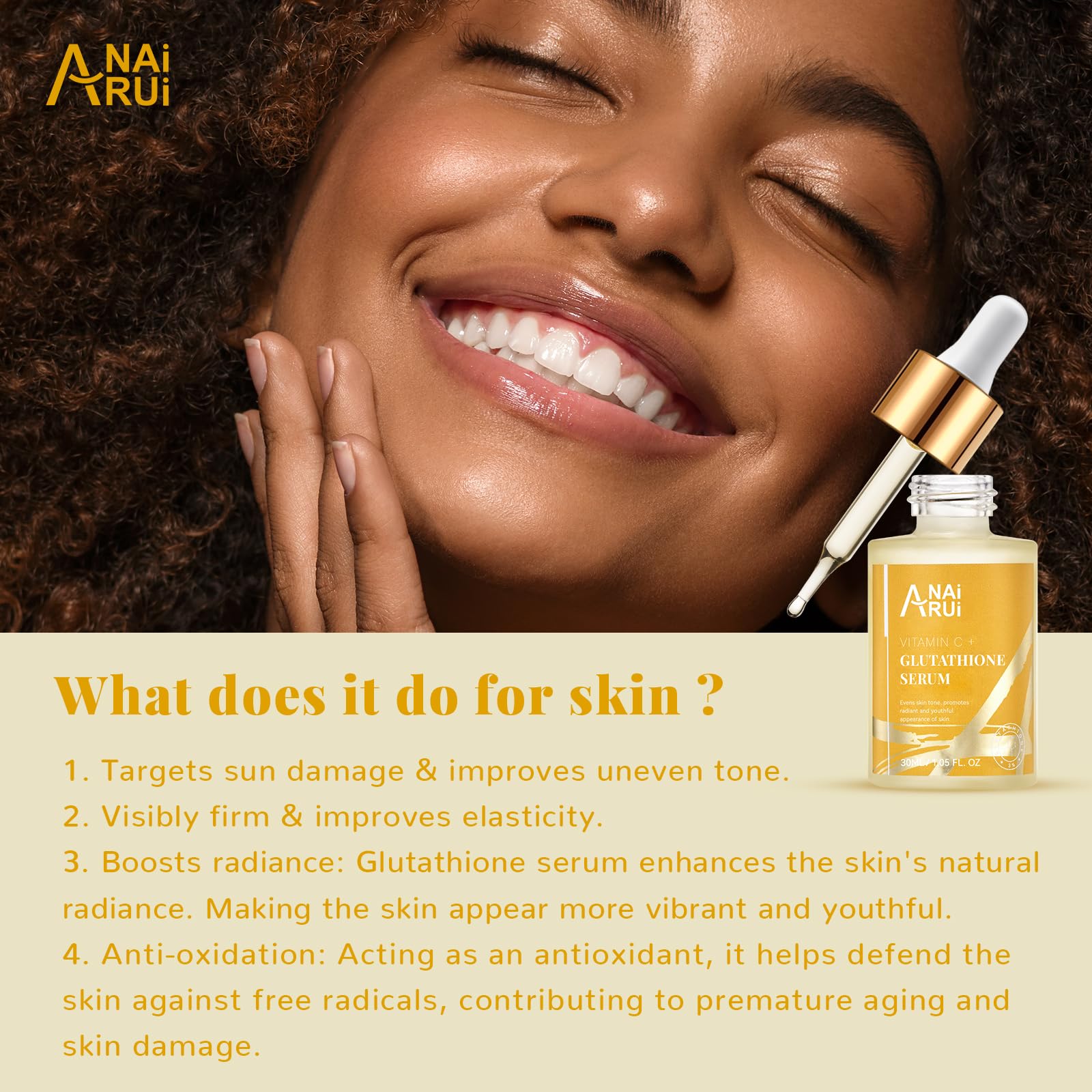 Foto 3 pulgar | Sérum Anai Rui Con Vitamina C Y Glutatión Con Ácido Hialurónico 30 Ml - Venta Internacional.