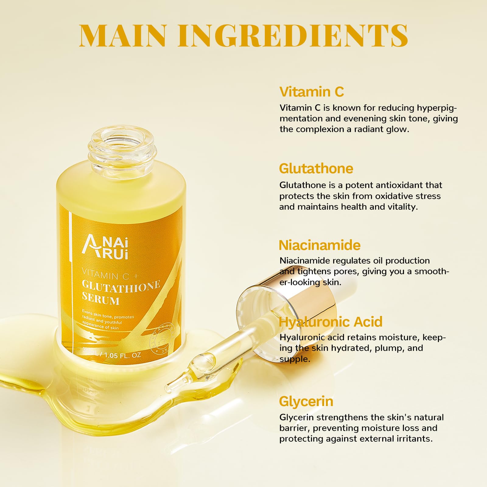 Foto 4 pulgar | Sérum Anai Rui Con Vitamina C Y Glutatión Con Ácido Hialurónico 30 Ml - Venta Internacional.