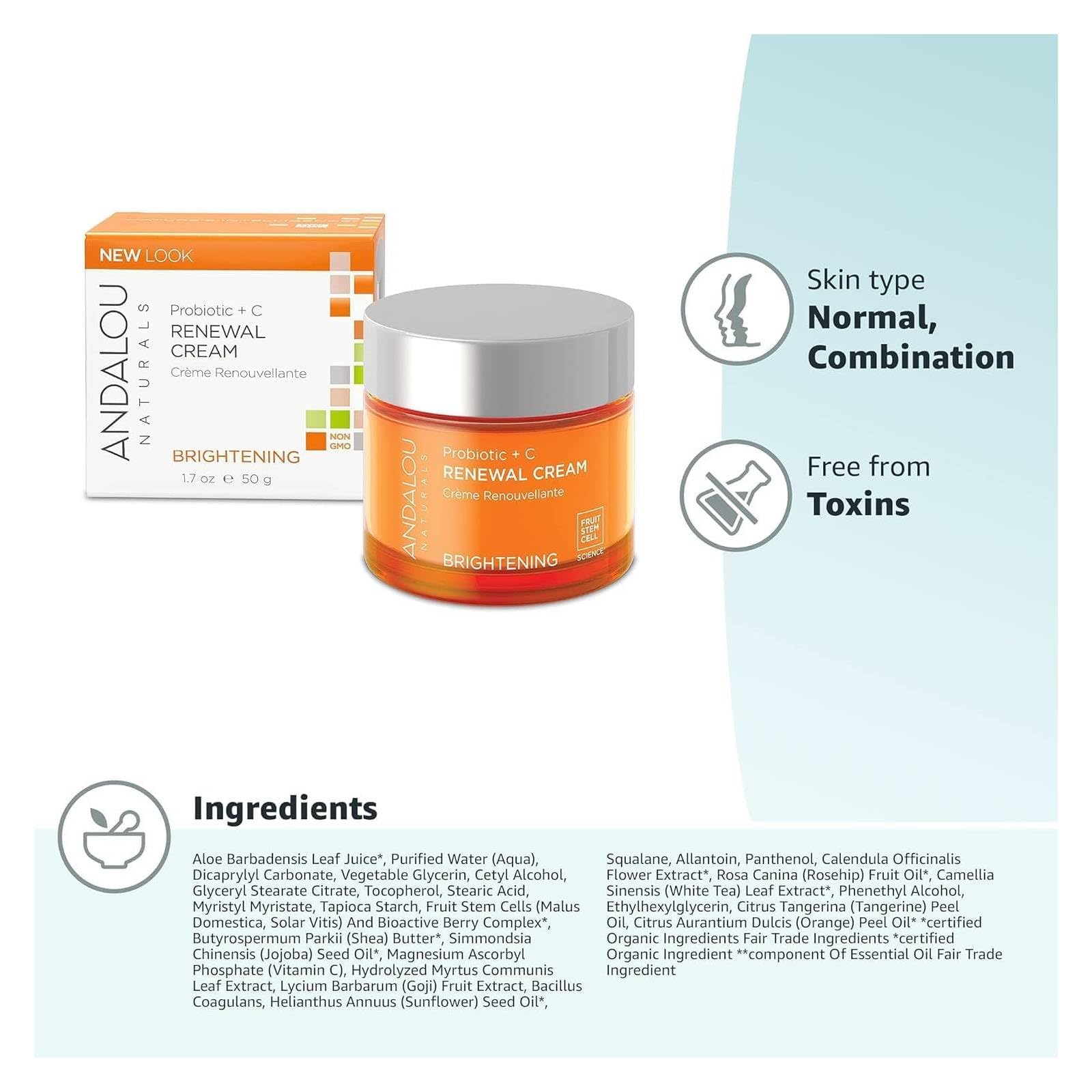 Foto 6 pulgar | Crema Andalou Naturals Probiotic + C Renewal 50 Ml - Venta Internacional.