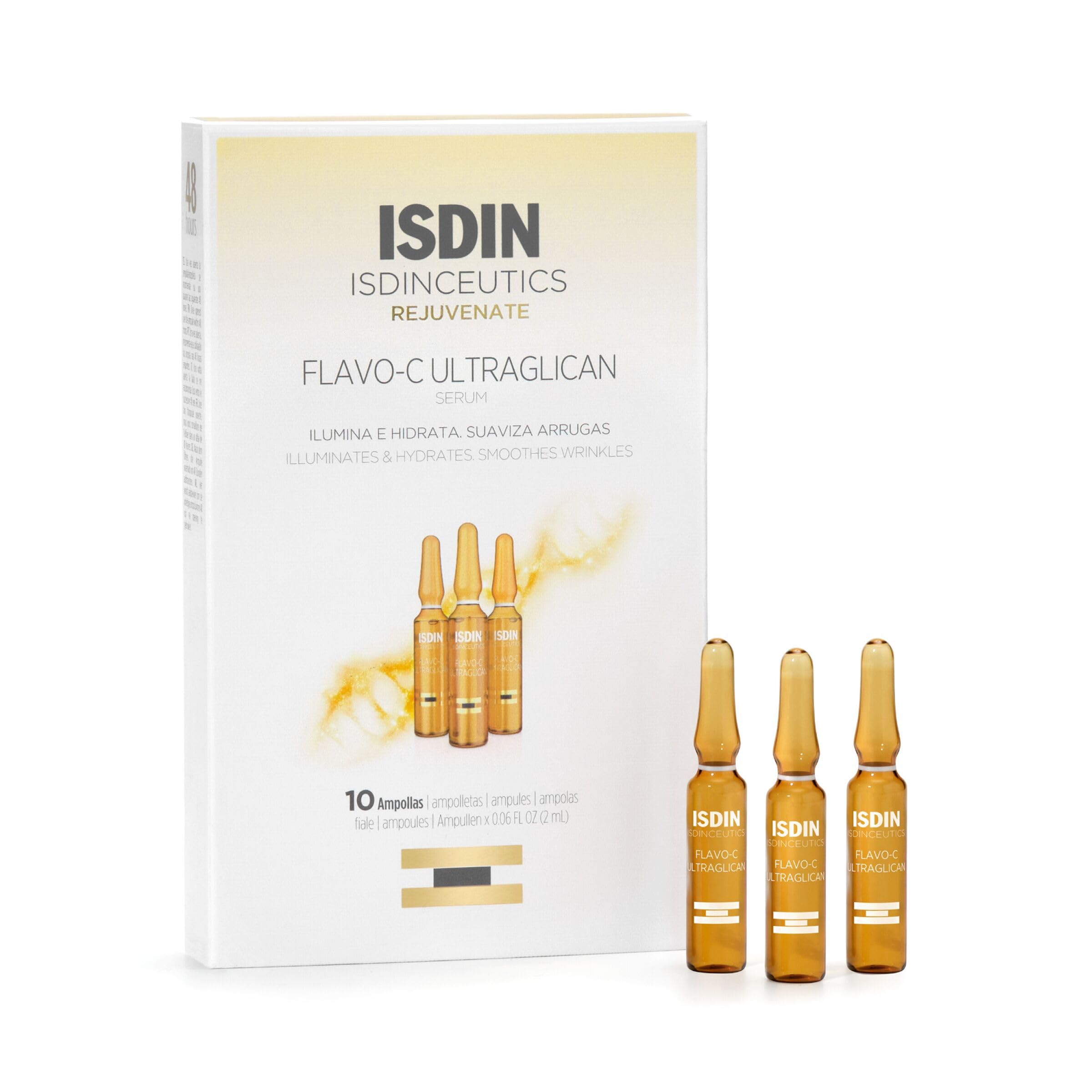 Ampollas De Suero Isdin Flavo-c Ultraglican, Vitamina C, Ácido Hialurónico - Venta Internacional.