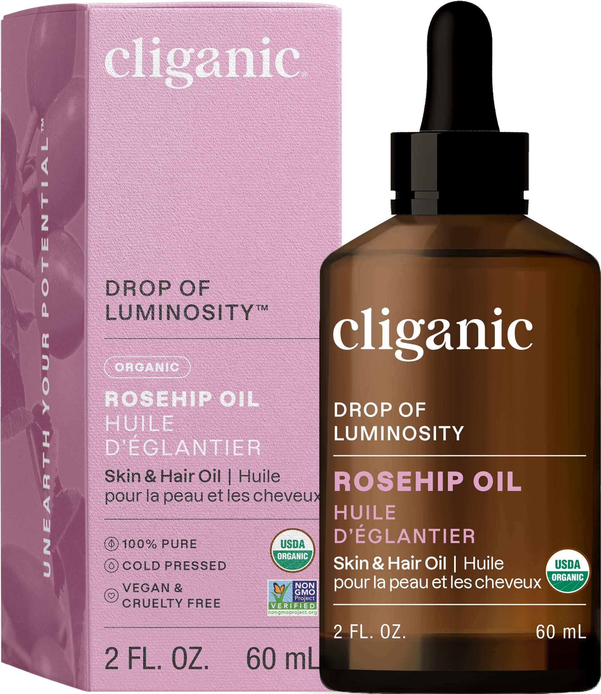 Foto 2 pulgar | Aceite De Semilla De Rosa Mosqueta Cliganic 100% Puro Orgánico Para Rostro, 30 Ml - Venta Internacional.