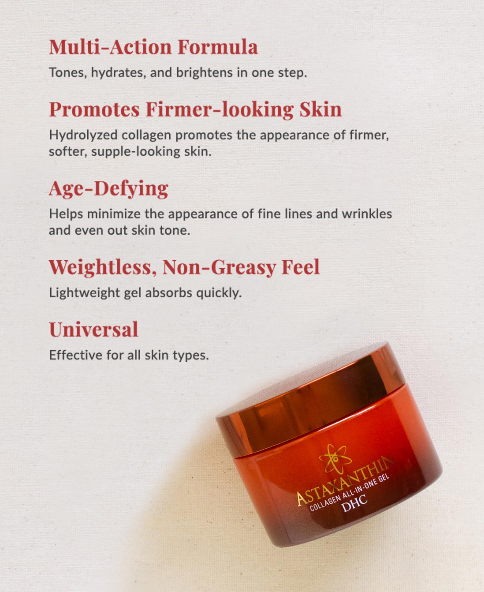 Foto 4 pulgar | Gel Hidratante Facial Dhc, Astaxantina Y Colágeno, Todo En Uno - Venta Internacional.