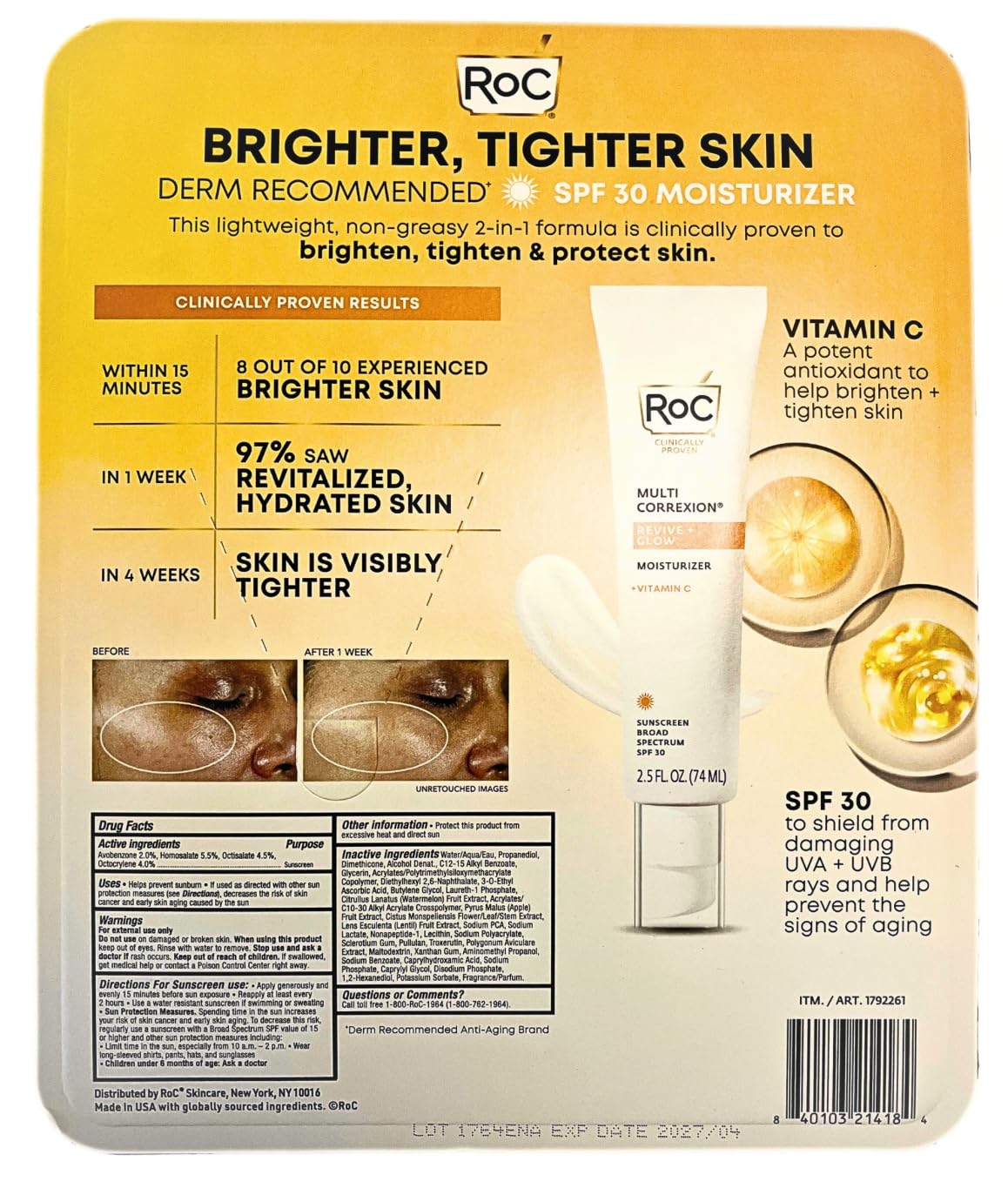 Foto 3 pulgar | Crema Hidratante Roc Multi Correxion Revive + Glow Con Vitamina C Spf30 - Venta Internacional.