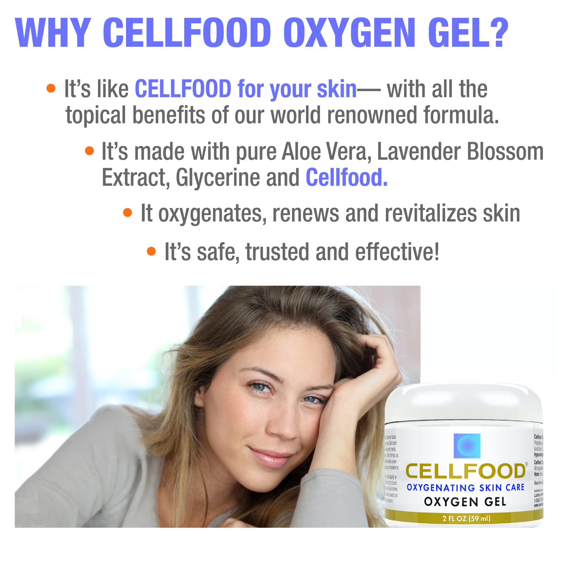 Foto 3 pulgar | Gel De Oxígeno Cellfood Rico En Nutrientes, 60 Ml, Con Aloe Vera Y Lavanda - Venta Internacional.