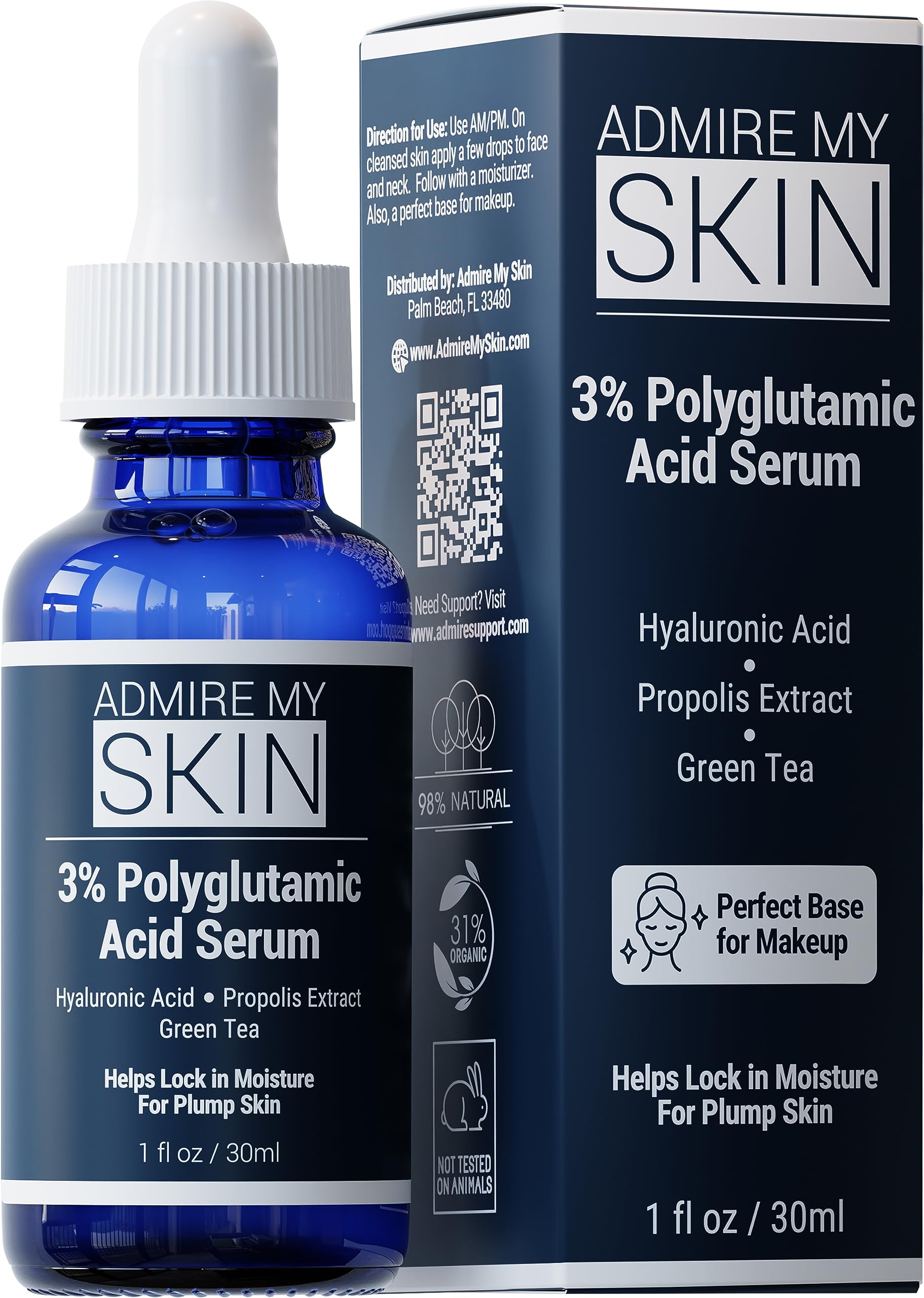 Sérum Facial Admire My Skin Ácido Poliglutámico Orgánico 30 Ml - Venta Internacional.