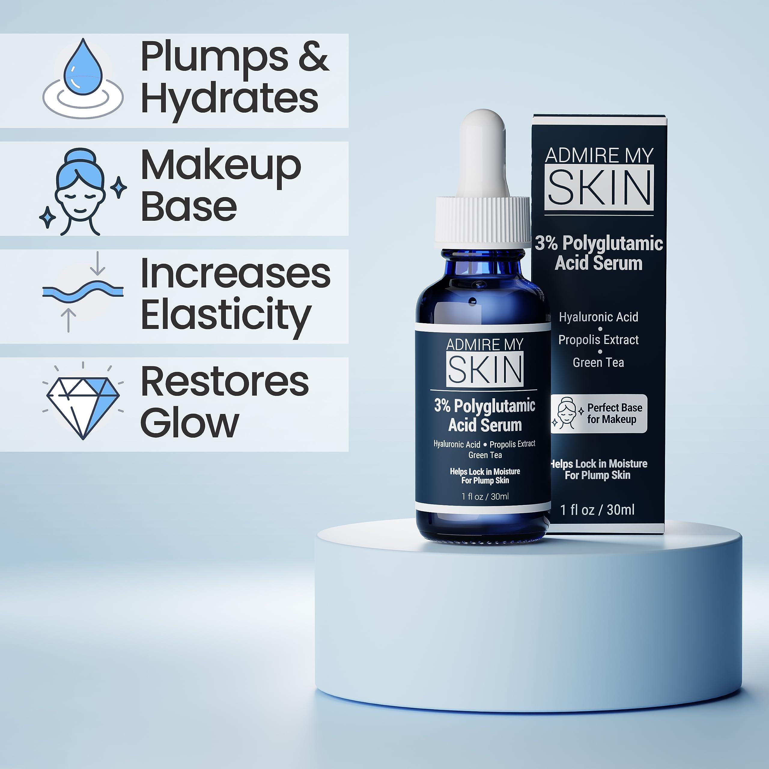 Foto 3 pulgar | Sérum Facial Admire My Skin Ácido Poliglutámico Orgánico 30 Ml - Venta Internacional.