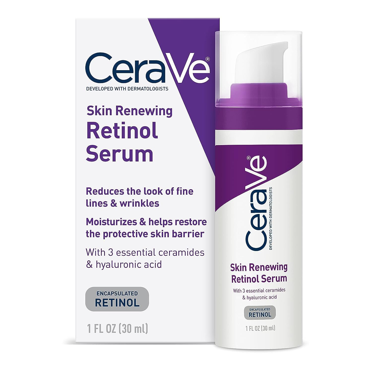 Sérum Cerave Con Retinol Antienvejecimiento, 30 Ml, Con Ácido Hialurónico - Venta Internacional.
