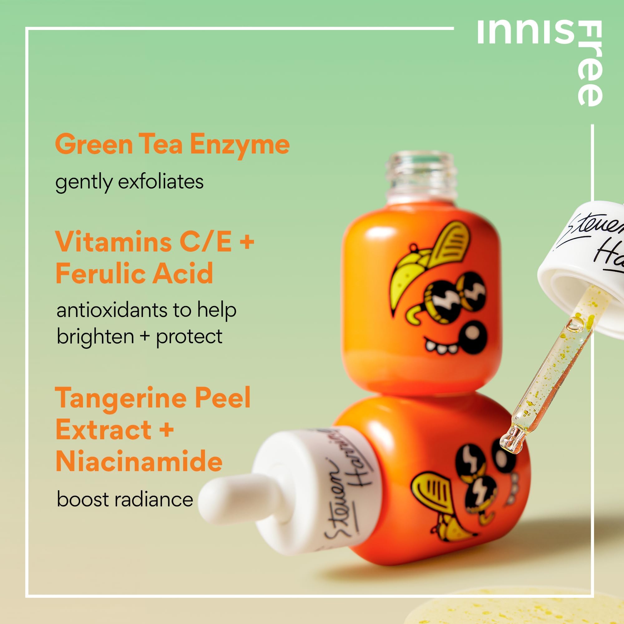 Foto 4 pulgar | Set De Sérum Innisfree X Steven Harrington Con Vitamina C Y Té Verde - Venta Internacional.