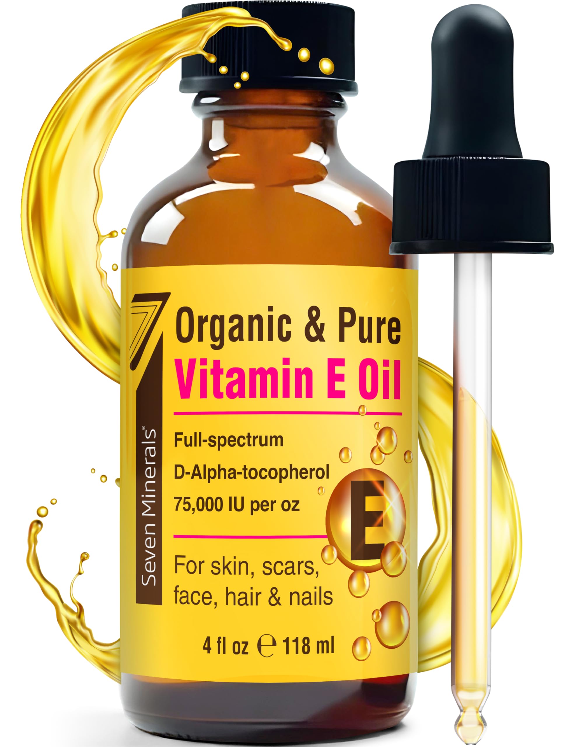 Aceite De Vitamina E Seven Minerals, Ultrapuro, 300 000 Ui, Botella De 120 Ml - Venta Internacional.