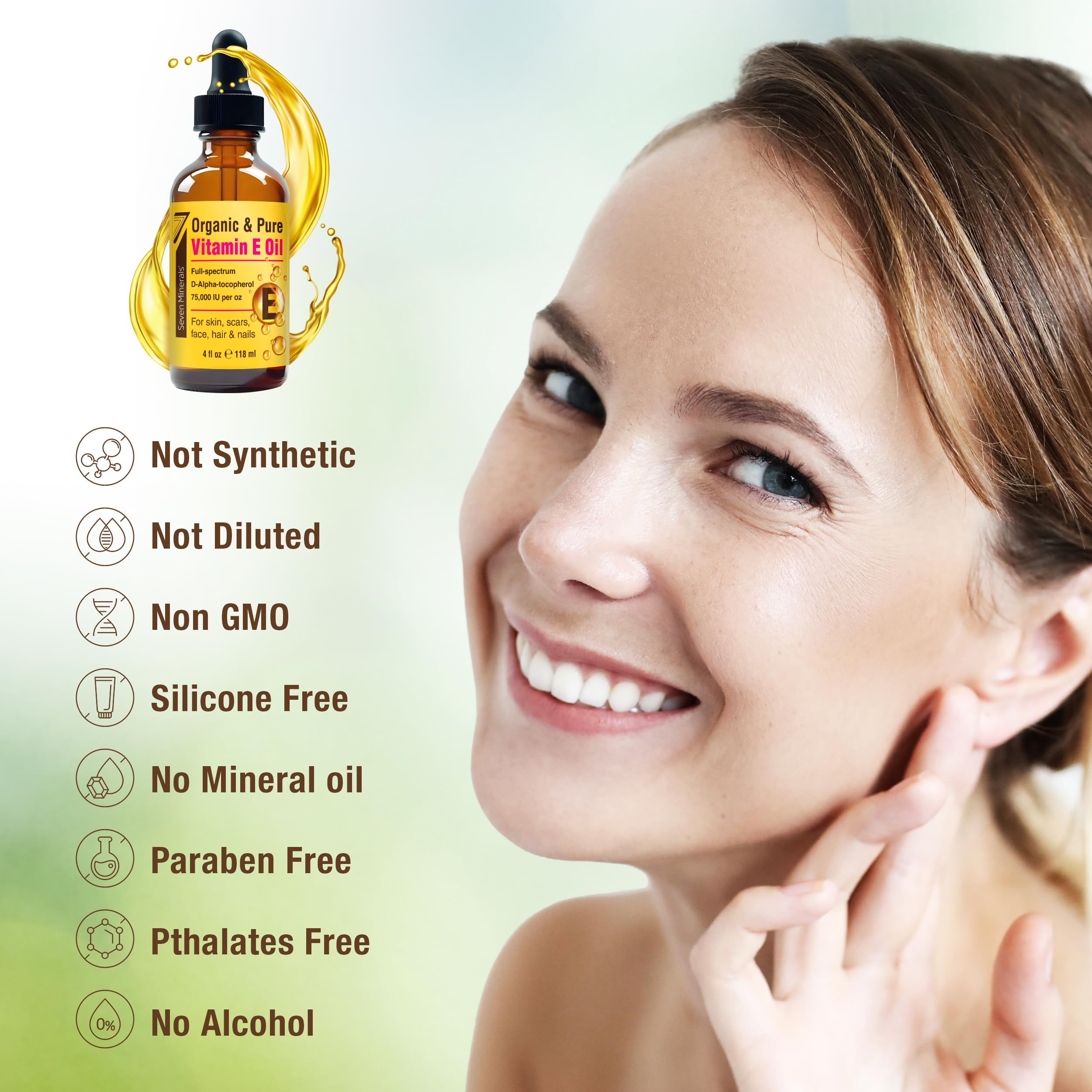 Foto 5 | Aceite De Vitamina E Seven Minerals, Ultrapuro, 300 000 Ui, Botella De 120 Ml - Venta Internacional.