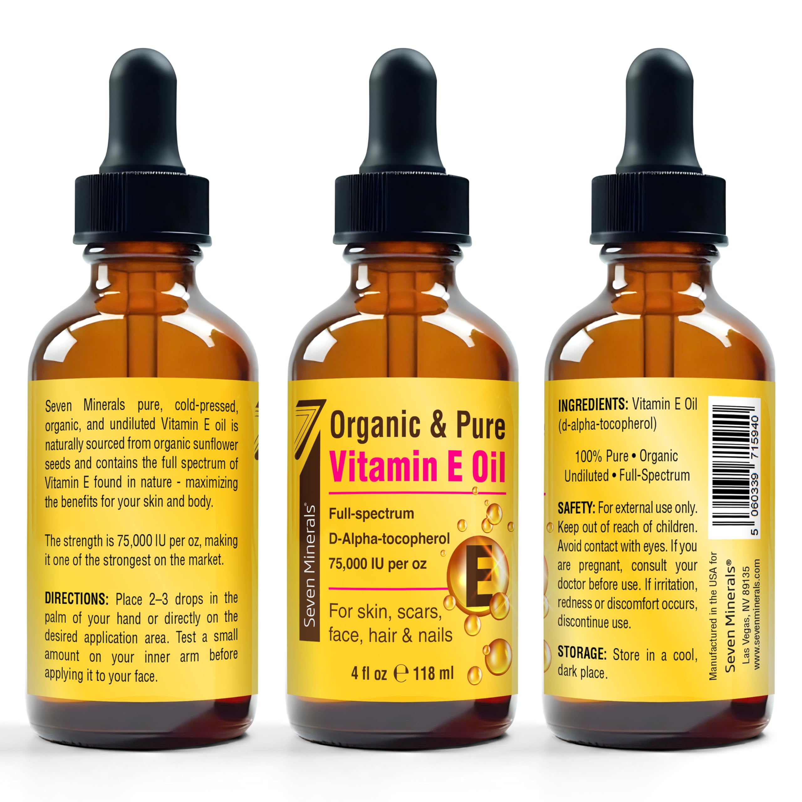 Foto 7 pulgar | Aceite De Vitamina E Seven Minerals, Ultrapuro, 300 000 Ui, Botella De 120 Ml - Venta Internacional.