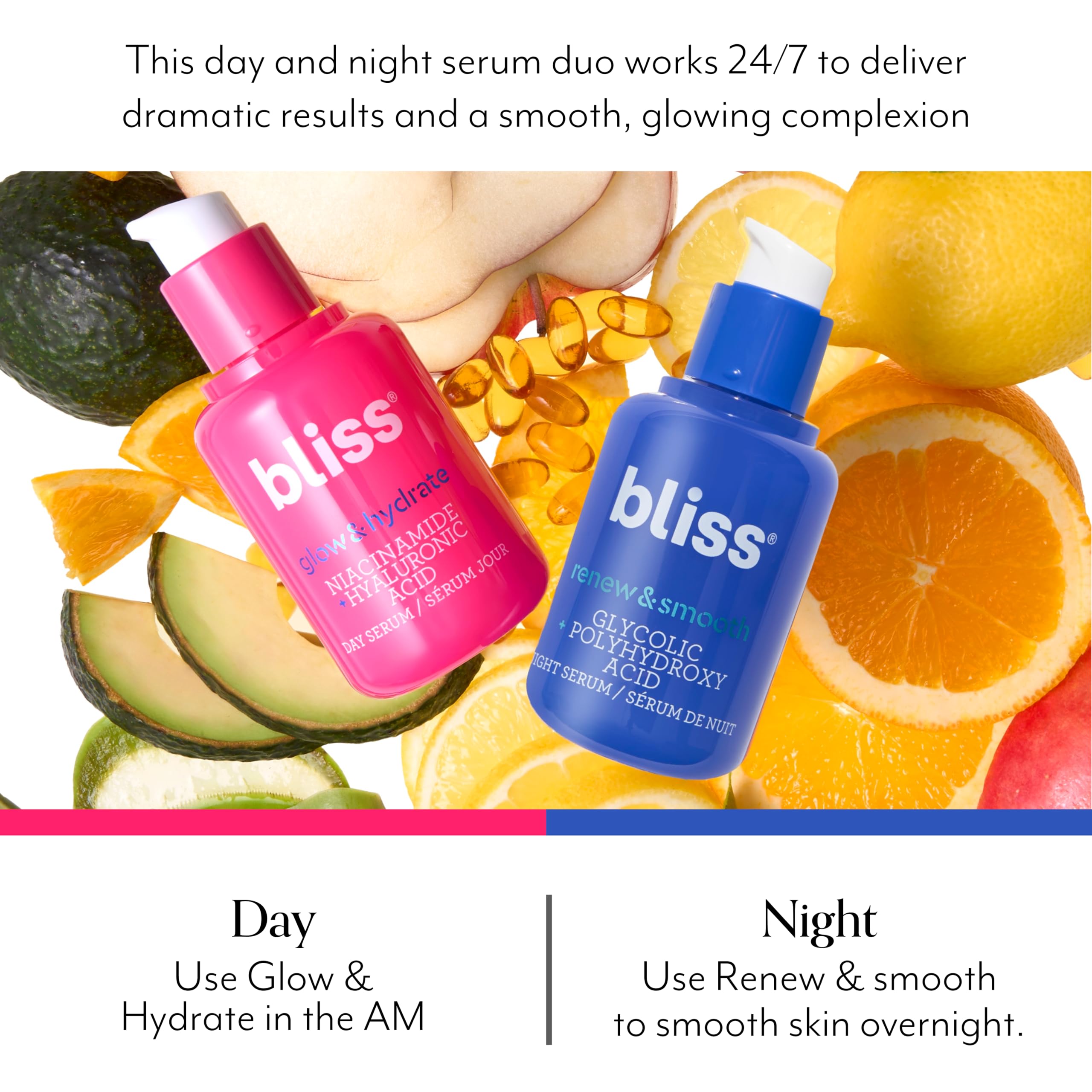 Foto 3 pulgar | Set De Cuidado De La Piel Bliss Am+pm Serum Duo Glow & Hydrate + Renew - Venta Internacional.