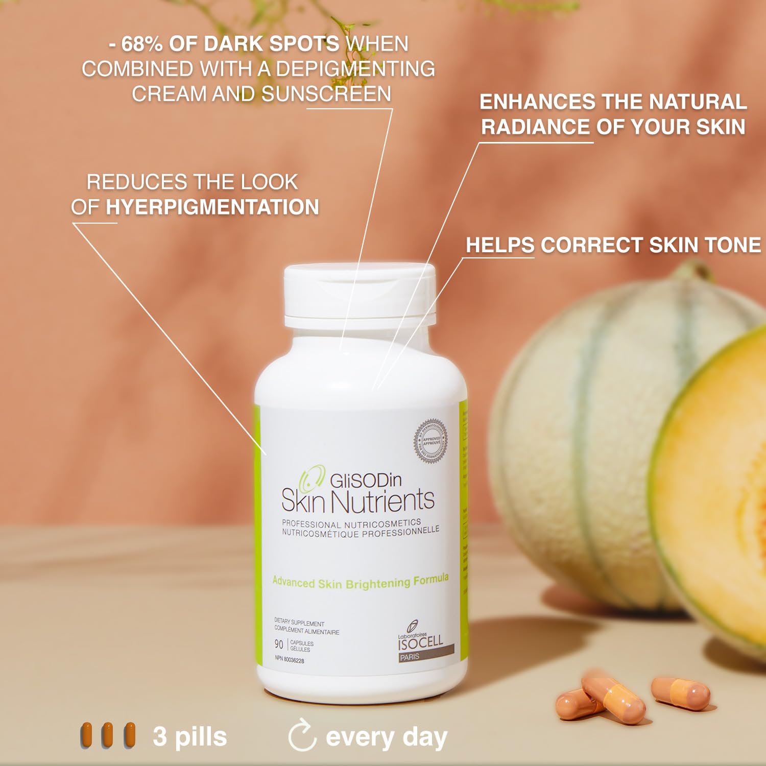 Foto 2 | Suplemento Glisodin Skin Nutrients Para Iluminar La Piel De Forma Avanzada - Venta Internacional.