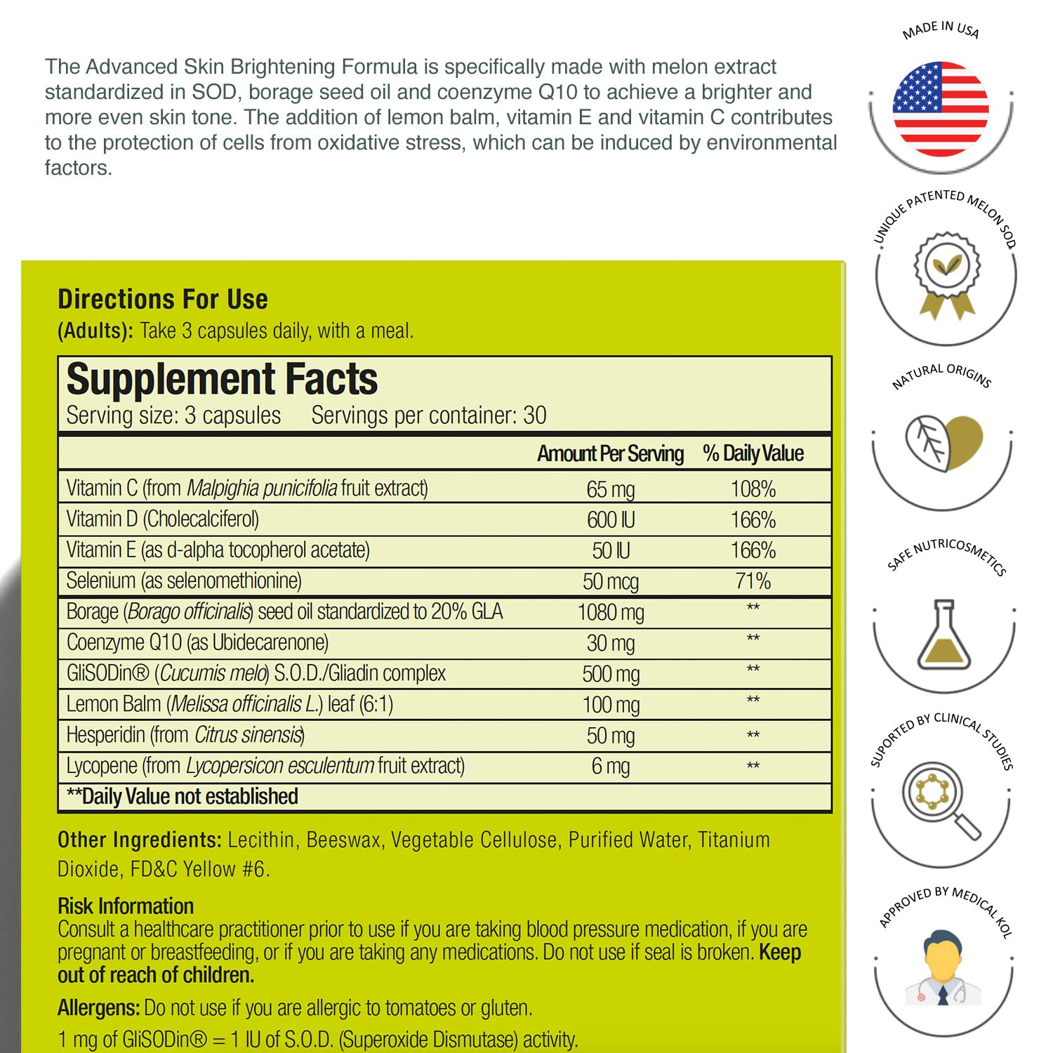 Foto 4 | Suplemento Glisodin Skin Nutrients Para Iluminar La Piel De Forma Avanzada - Venta Internacional.