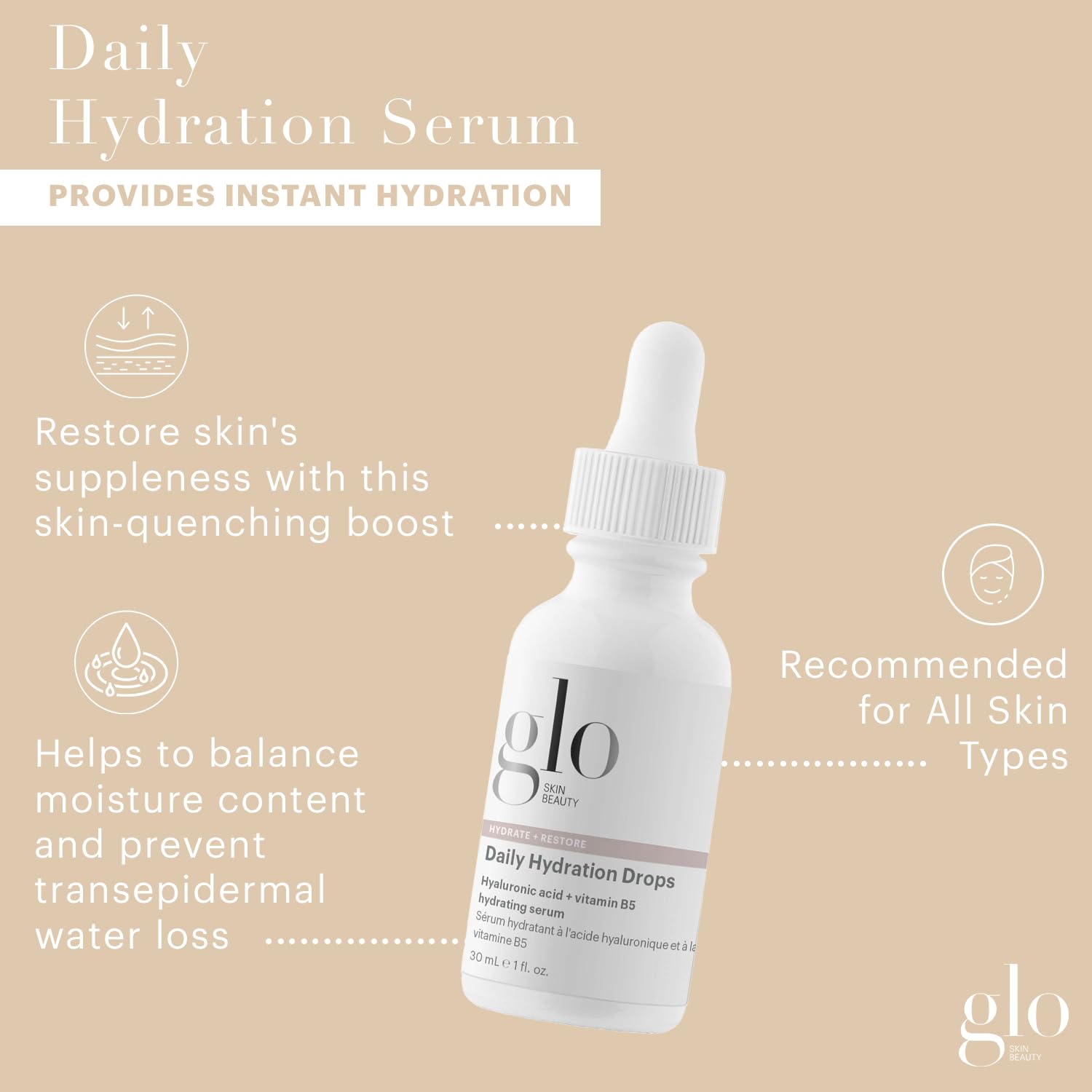 Foto 3 pulgar | Serum Facial Glo Skin Beauty Gotas De Hidratación Diaria - Venta Internacional.