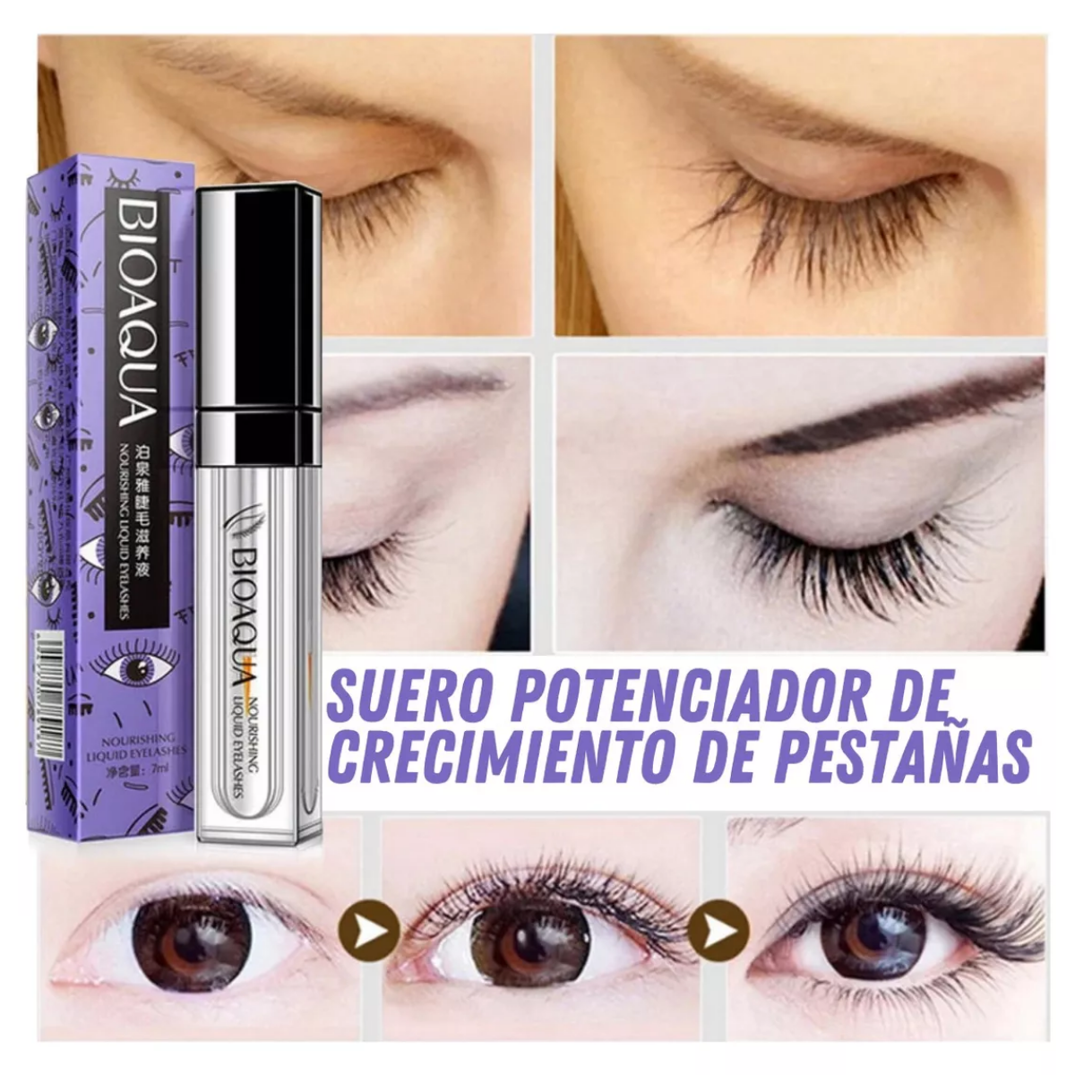 Foto 5 pulgar | Serum Alargador Fortalecedor Pestañas Bioaqua Crece 7ml