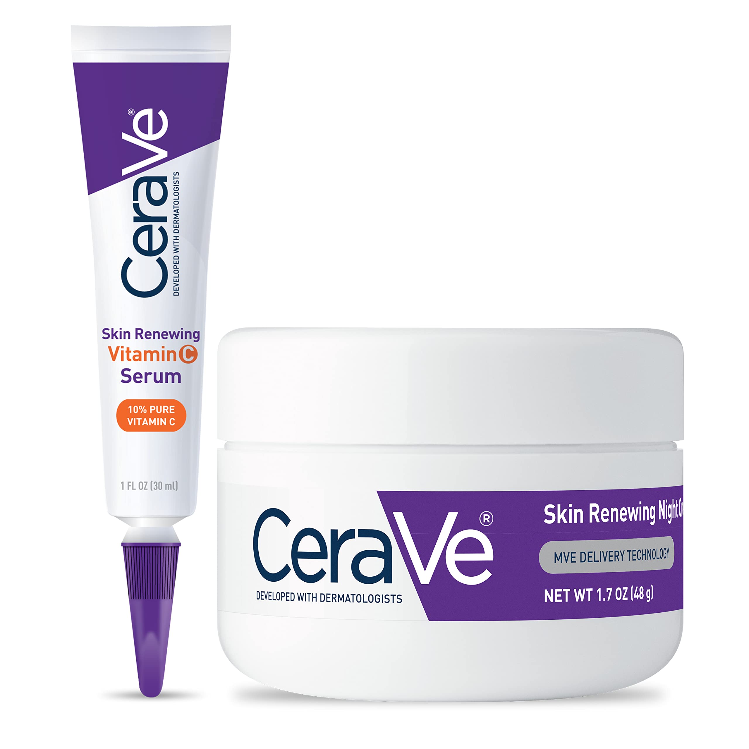 Set De Cuidado De La Piel Cerave, Sérum De Vitamina C De 30 Ml Y Crema De Noche - Venta Internacional.