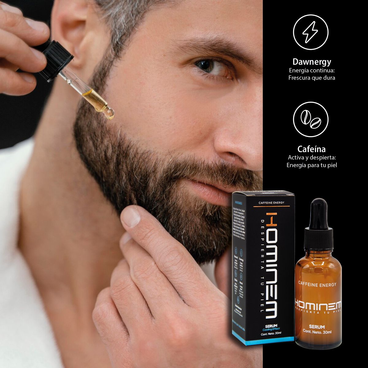 Foto 4 pulgar | Hominem Sérum Facial Cooling Effect Hombre, 30 Ml, Vitamina C, Cafeína, Mentol, Dawnergy™ Y Ácido Hialurónico, Hi
