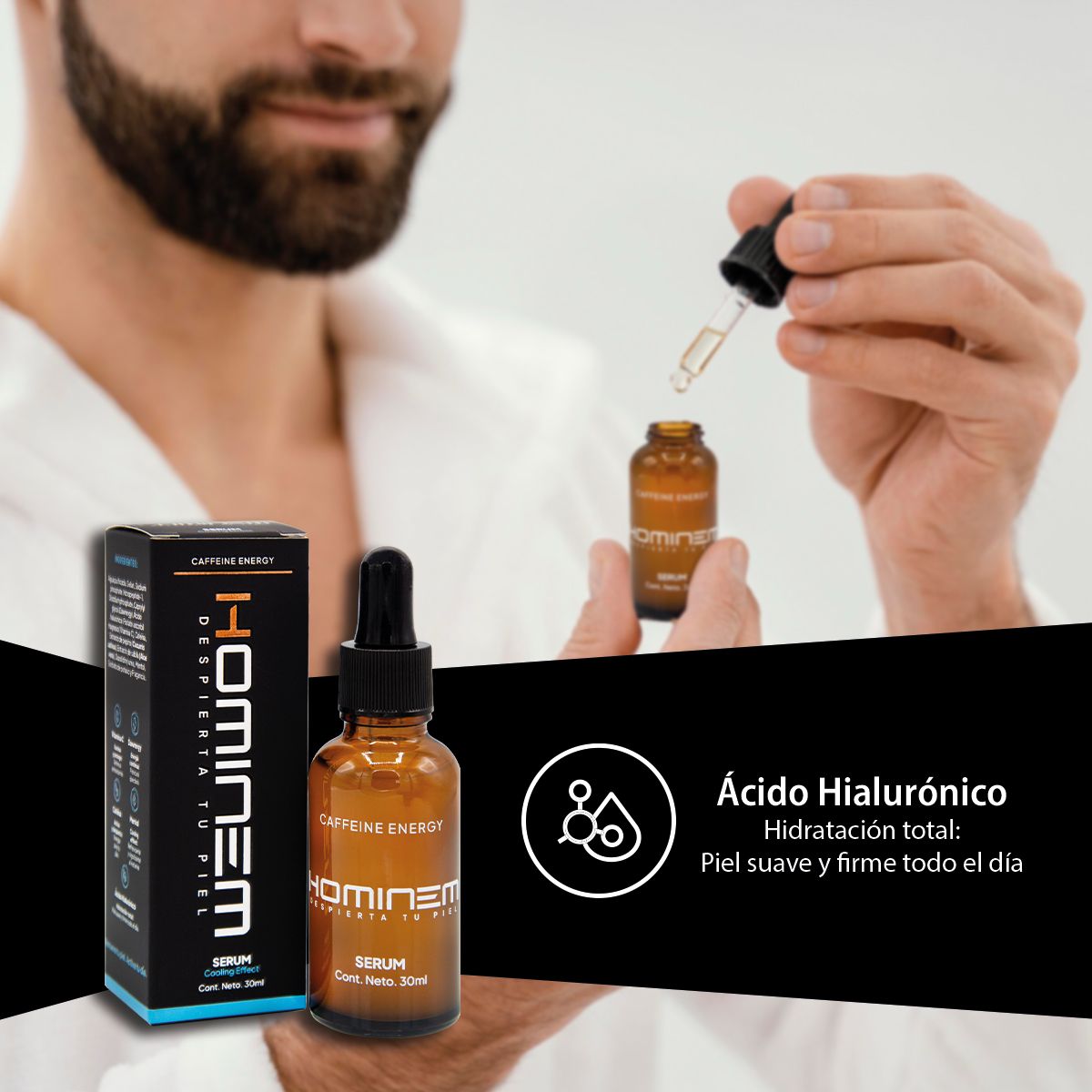 Foto 5 pulgar | Hominem Sérum Facial Cooling Effect Hombre, 30 Ml, Vitamina C, Cafeína, Mentol, Dawnergy™ Y Ácido Hialurónico, Hi