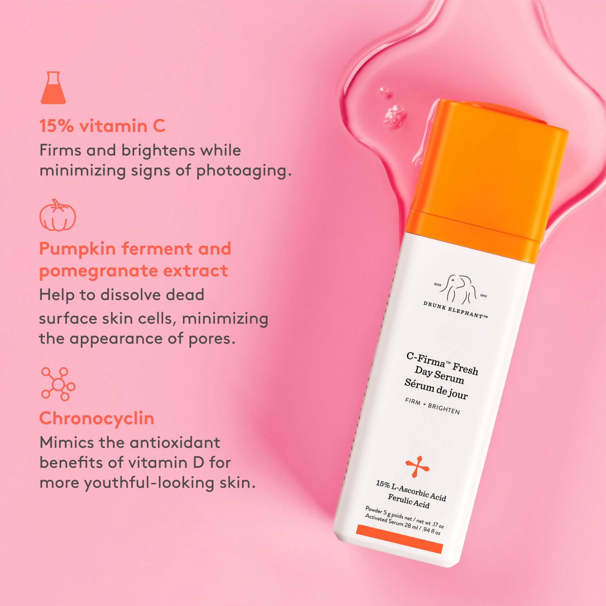 Foto 5 pulgar | Sérum Drunk Elephant C-firma Fresh Day 28 Ml Con 15% De Vitamina C - Venta Internacional.