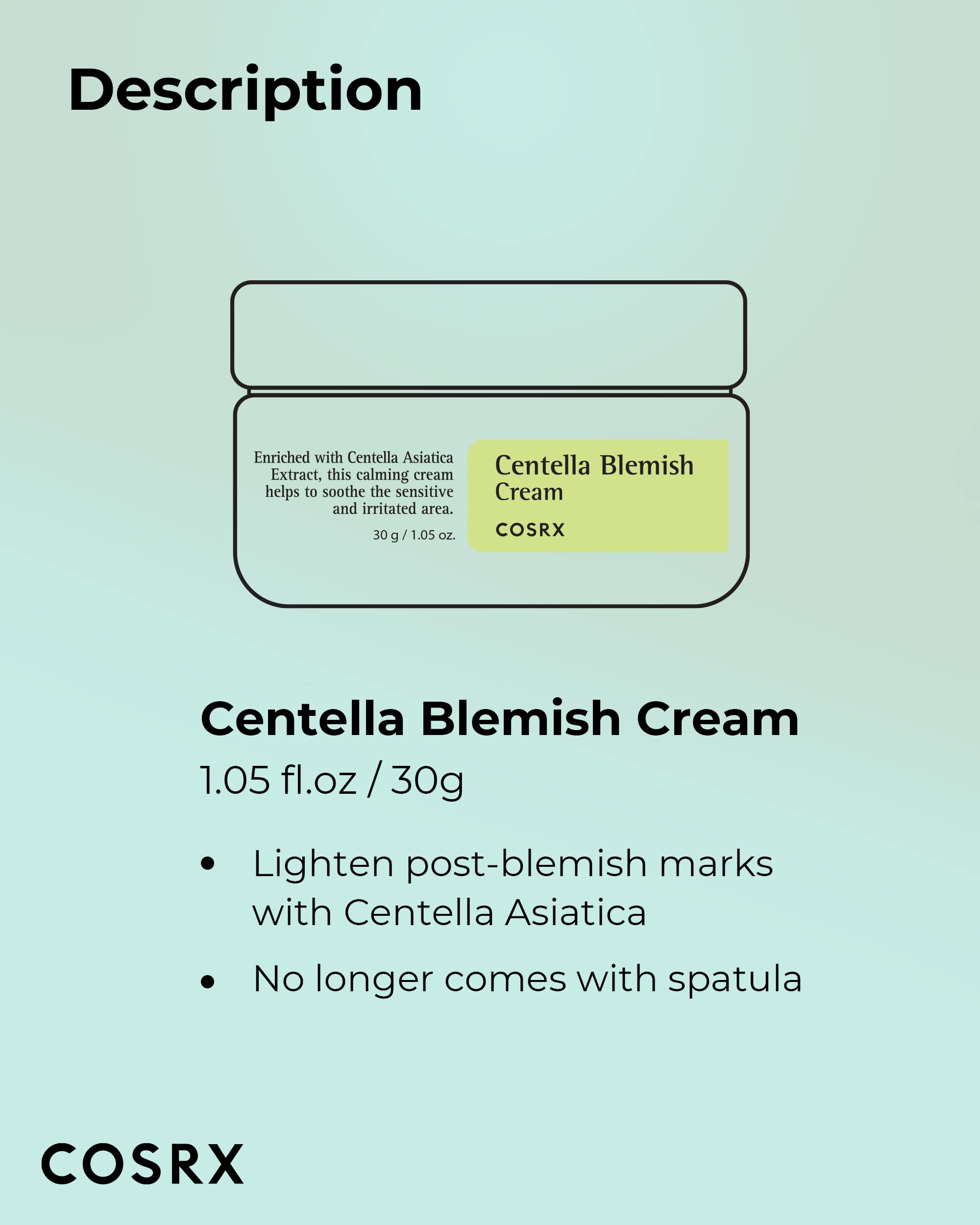 Foto 8 pulgar | Crema Cosrx Centella Blemish De 30 Ml, Vegana, Sin Parabenos - Venta Internacional.