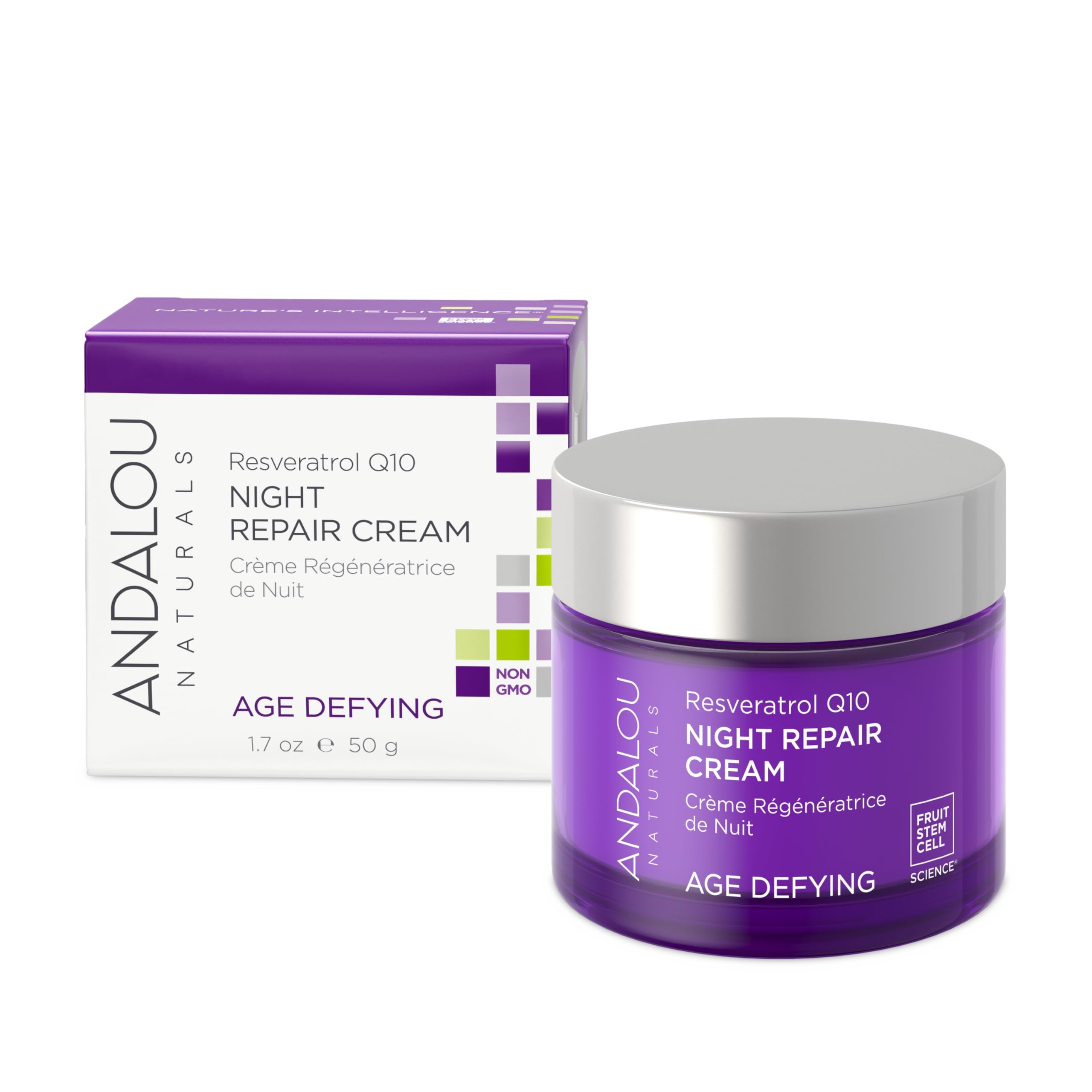 Crema Reparadora Nocturna Andalou Naturals Resveratrol Q10 50 Ml - Venta Internacional.