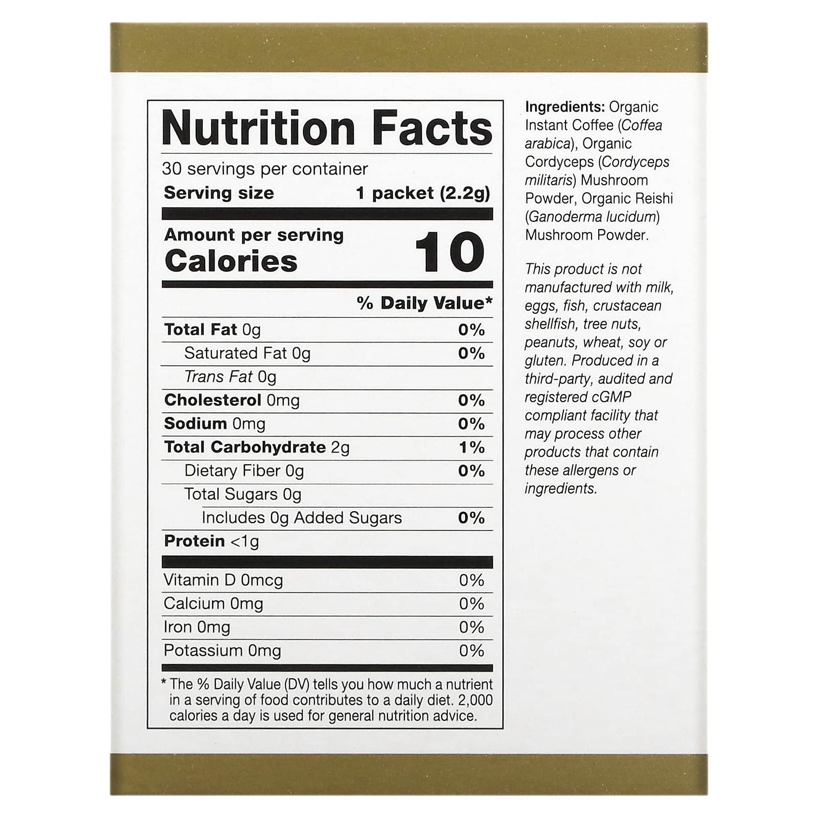 Foto 3 pulgar | Café California Gold Nutrition Cafeceps Con Cordyceps, 2,2 G - Venta Internacional.