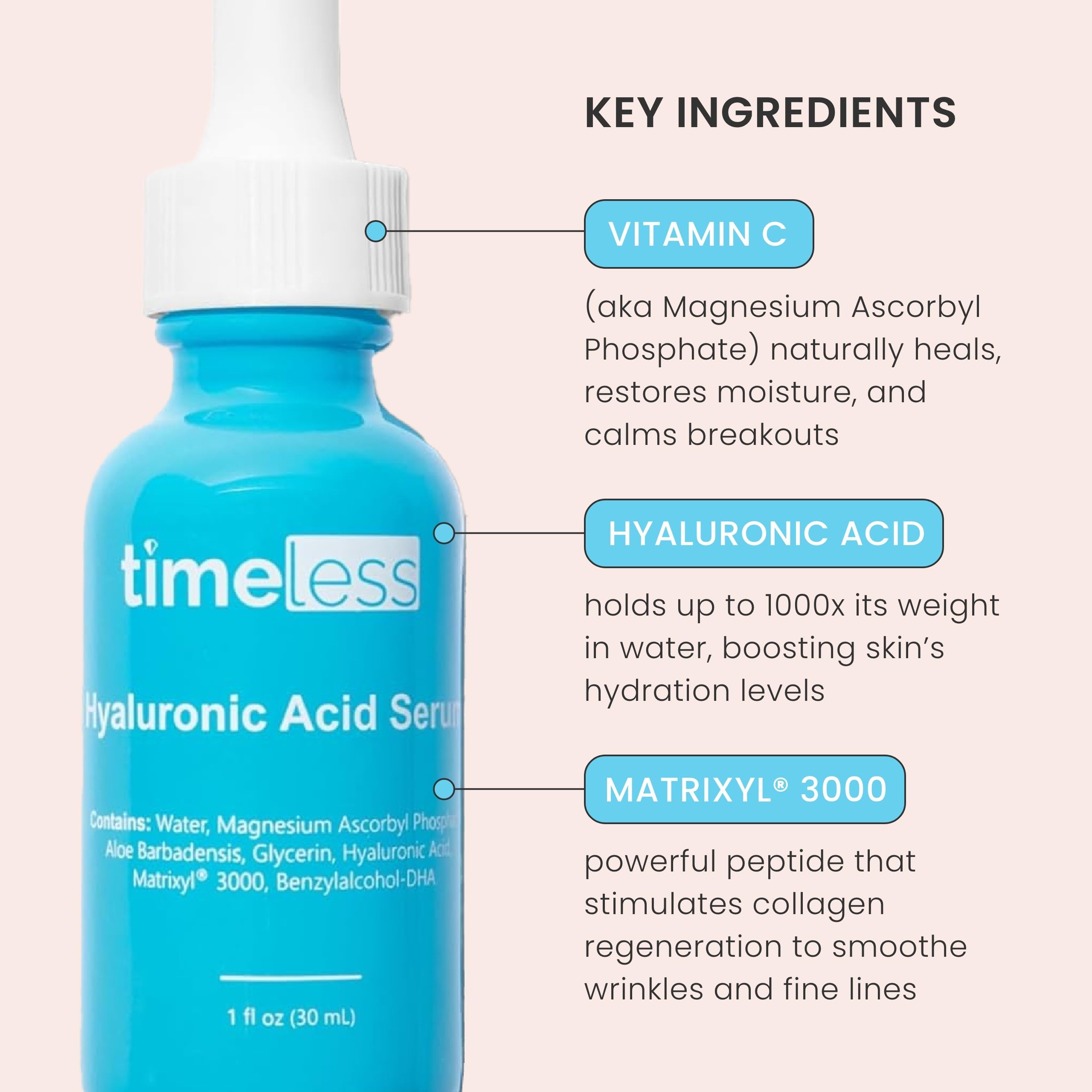 Foto 5 pulgar | Sérum Timeless Skin Care, Ácido Hialurónico Y Vitamina C, 120 Ml - Venta Internacional.