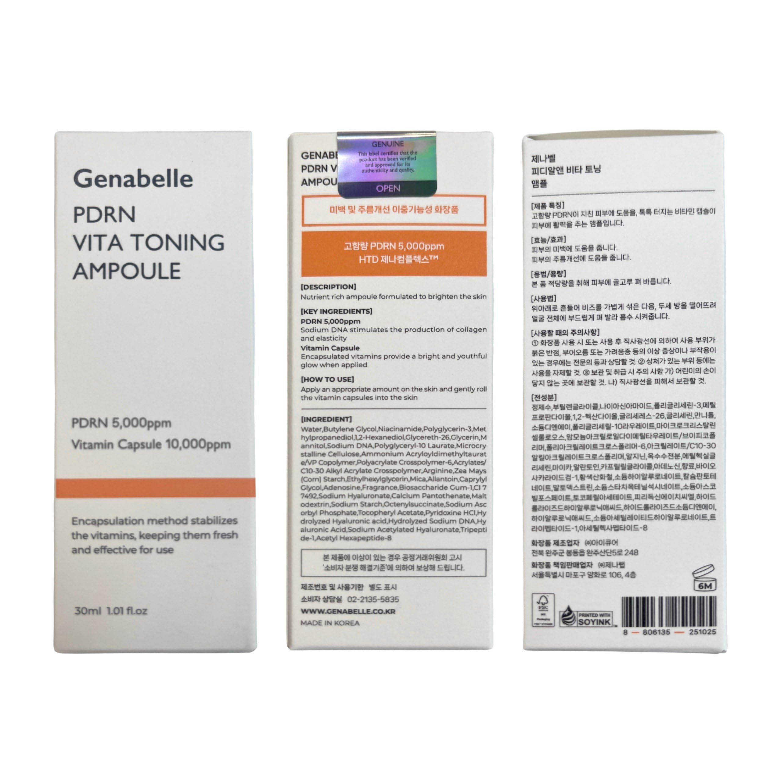Foto 8 pulgar | Ampolla Genabelle Pdrn Vita Tonificante Con Vitamina B, C Y E 30 Ml - Venta Internacional.