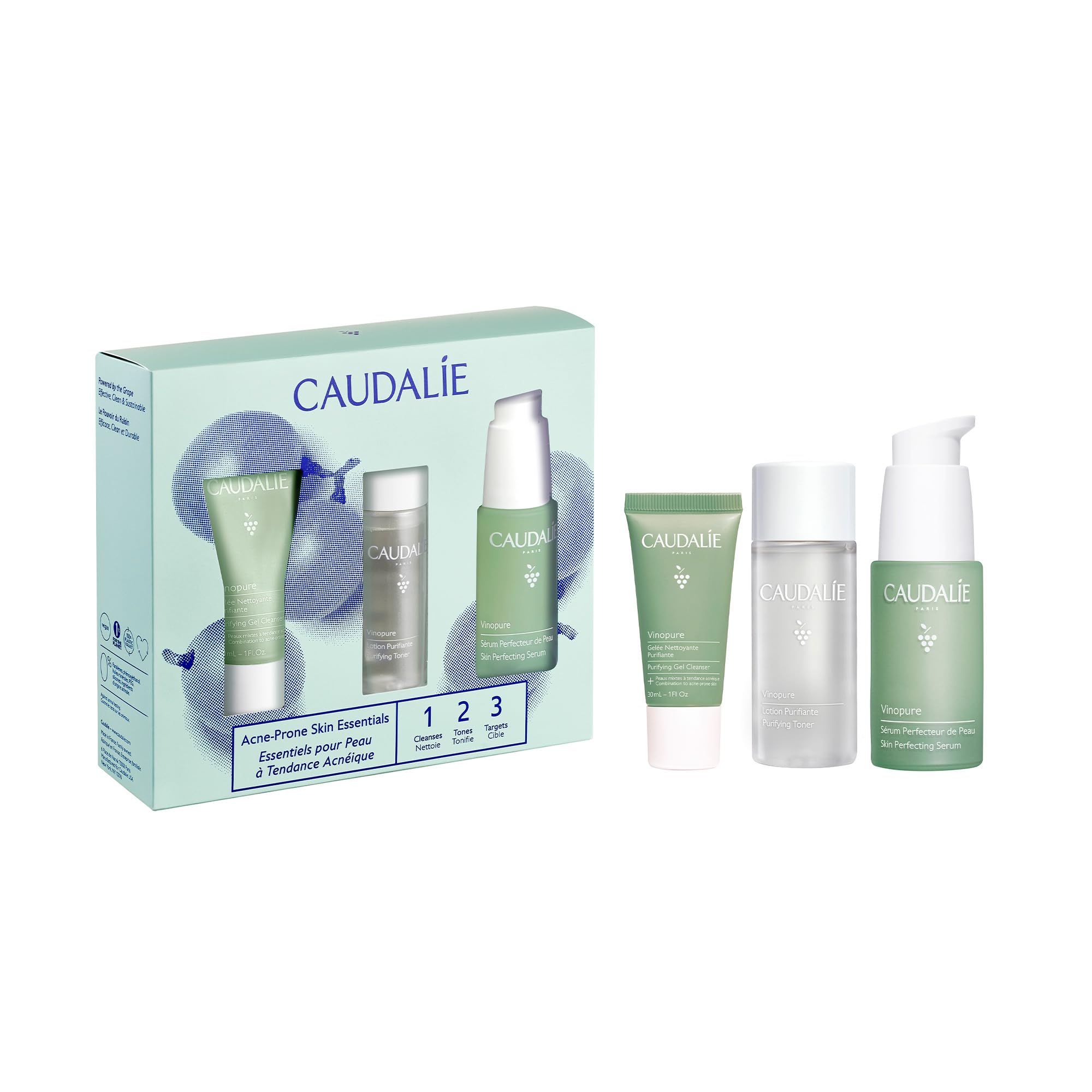 Foto 2 pulgar | Set Para El Cuidado De La Piel Caudalie Vinopure Acne-prone Con Sérum 30 Ml - Venta Internacional.