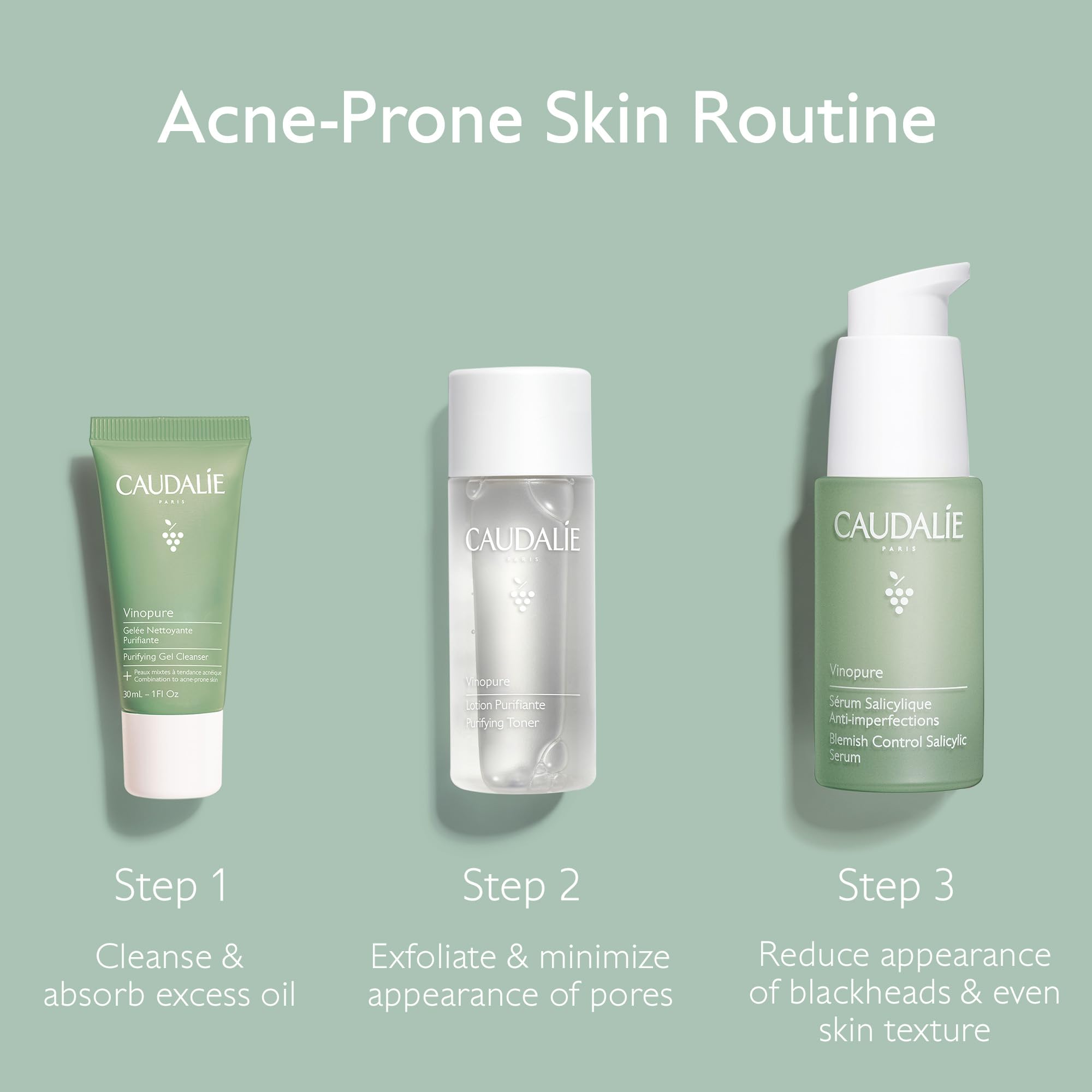 Foto 3 pulgar | Set Para El Cuidado De La Piel Caudalie Vinopure Acne-prone Con Sérum 30 Ml - Venta Internacional.