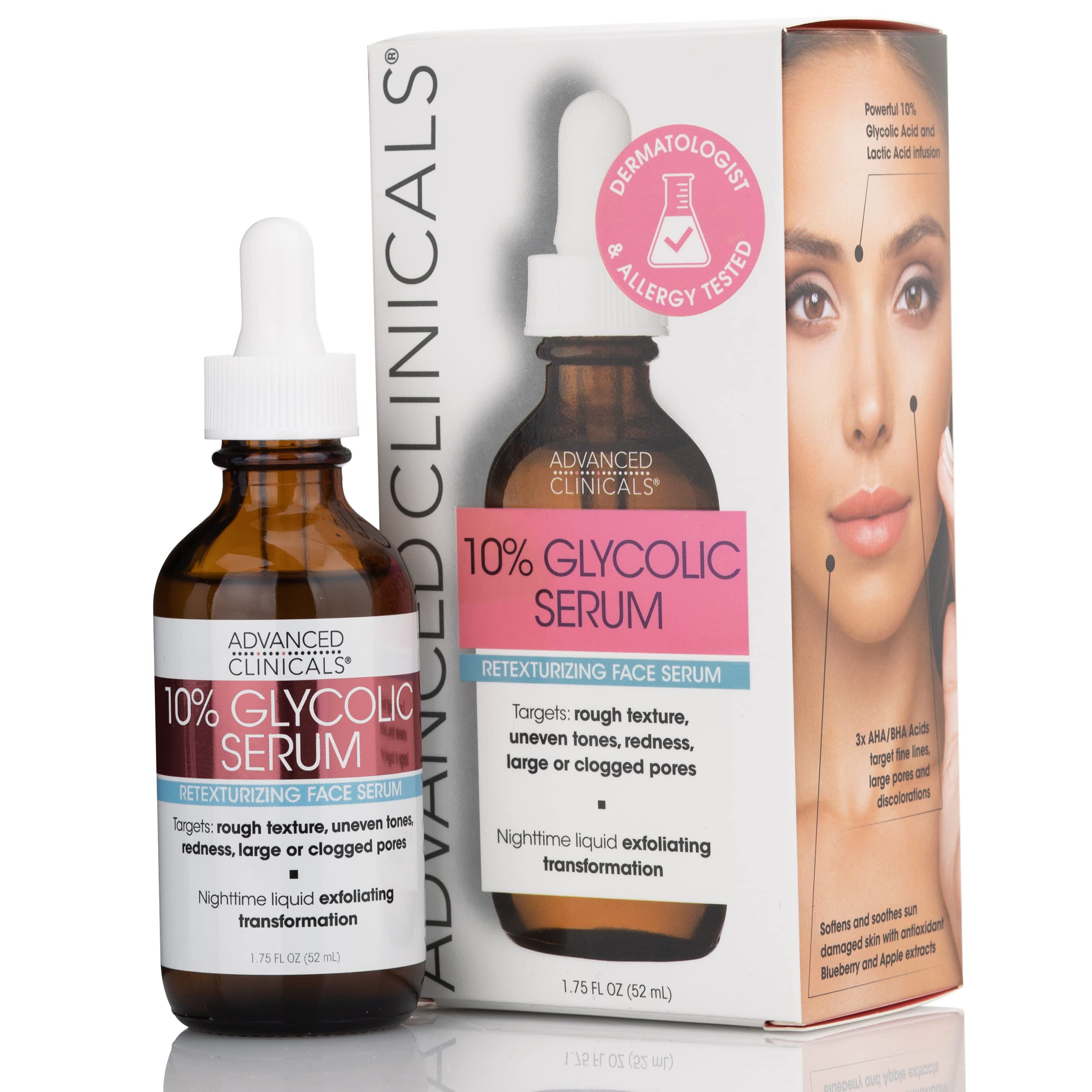 Foto 2 pulgar | Serum Advanced Clinicals 10% De Ácido Glicólico, 50 Ml, Para Rostro - Venta Internacional.