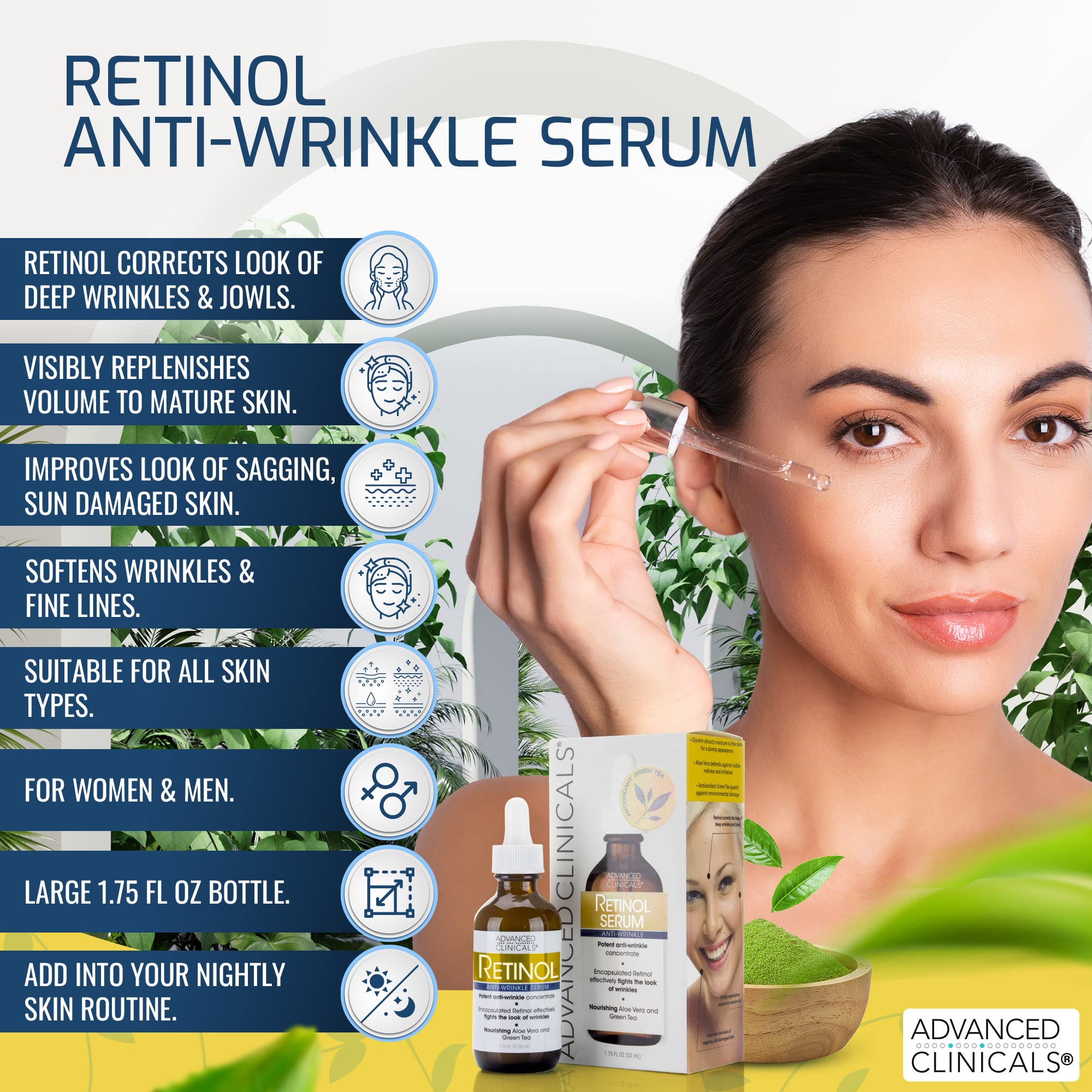 Foto 7 pulgar | Sérum Advanced Clinicals Retinol De 50 Ml Para Rostro Antienvejecimiento - Venta Internacional.