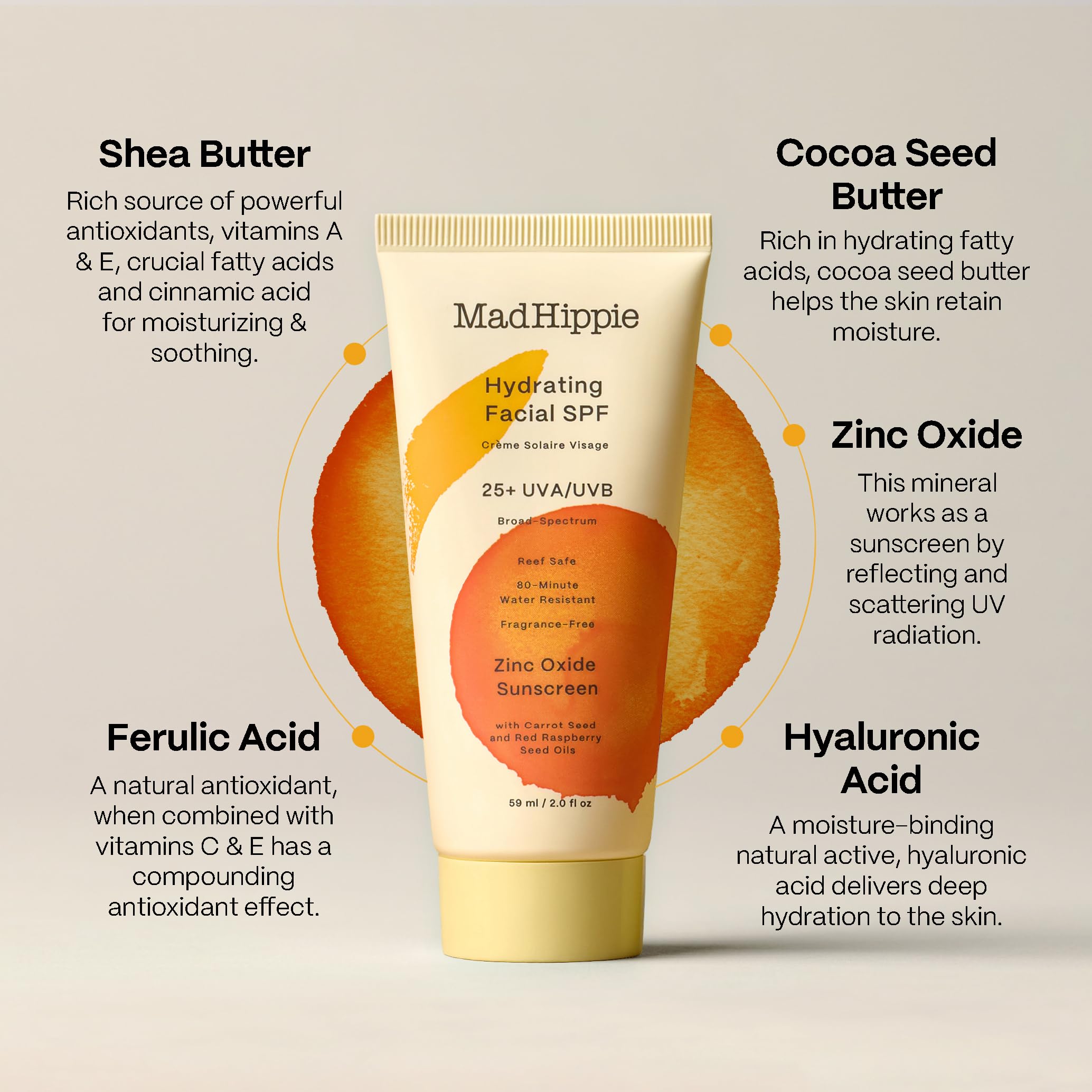 Foto 4 | Protector Solar Facial Mad Hippie Hidratante Spf 25 60 Ml - Venta Internacional.