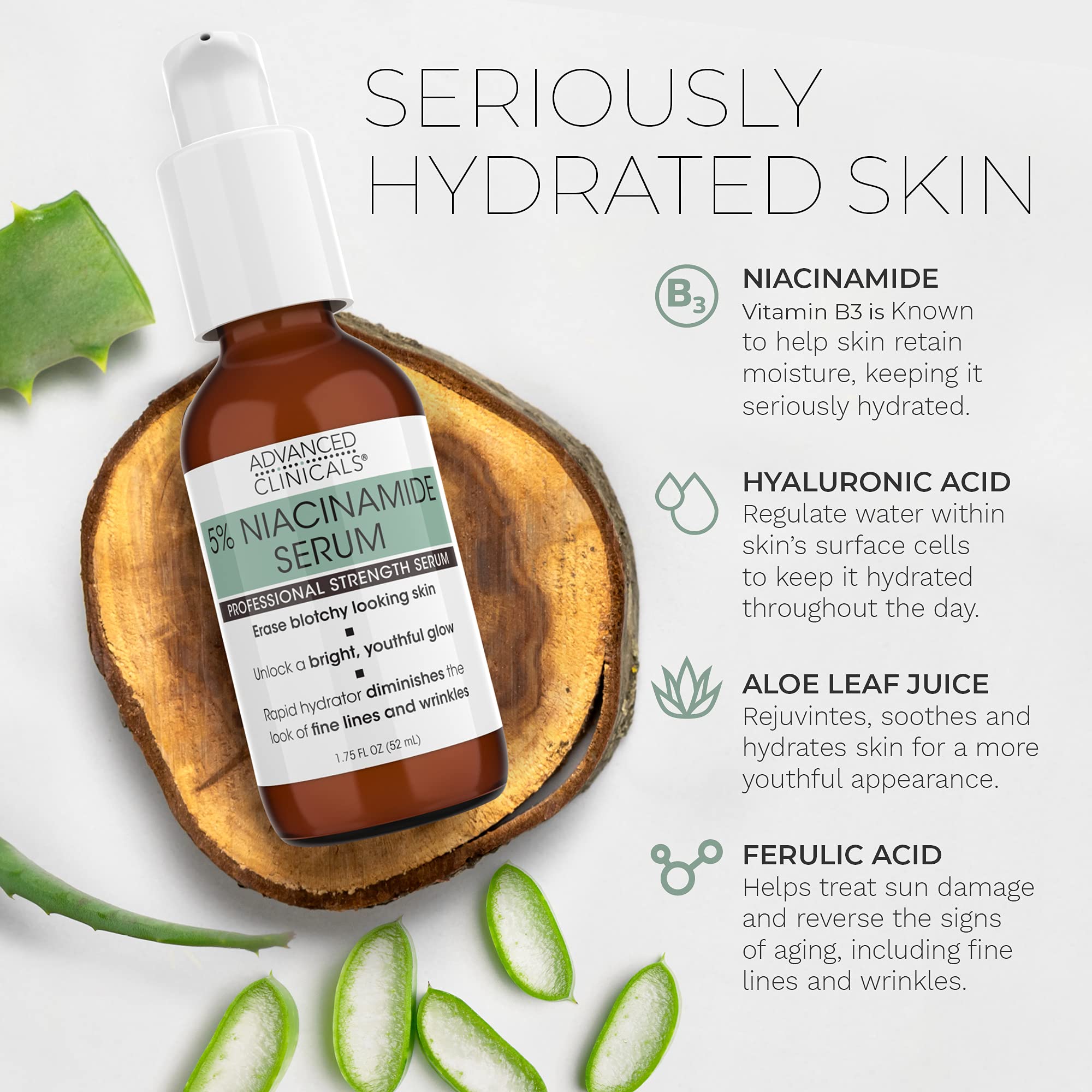 Foto 3 | Sérum De Niacinamida De Advanced Clinicals, 50 Ml, Con Ácido Hialurónico - Venta Internacional.