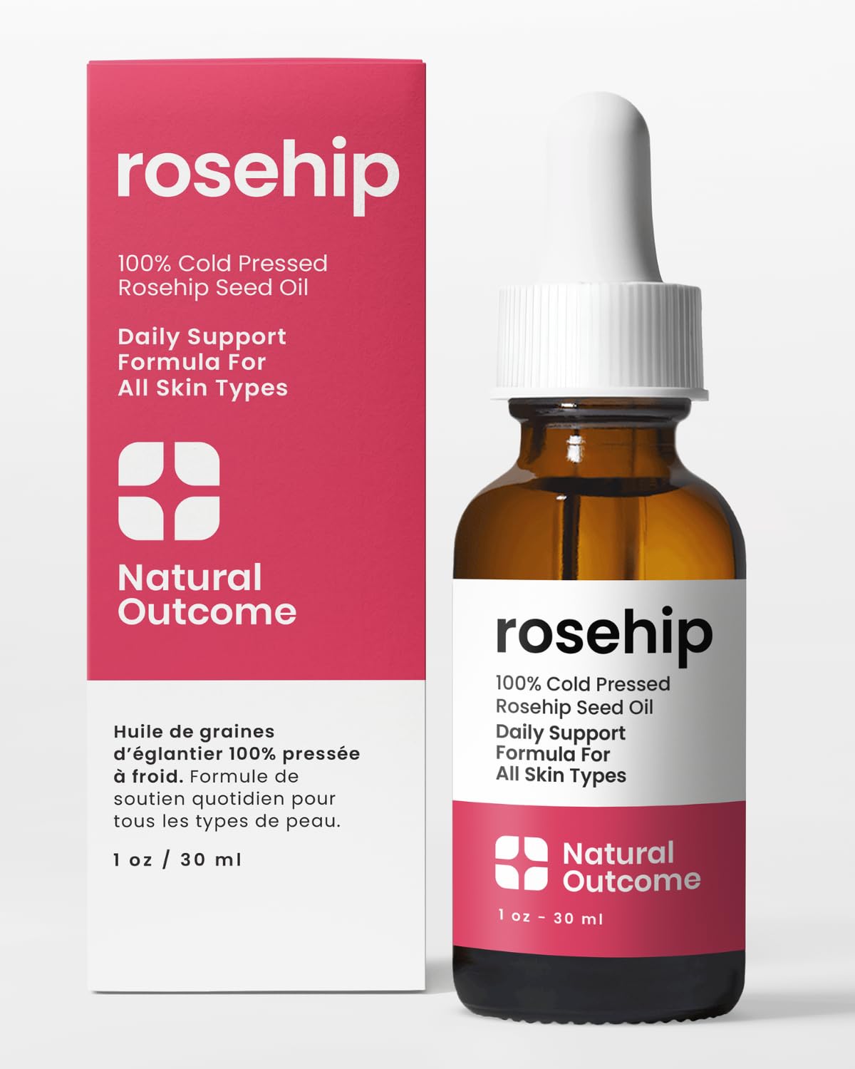 Aceite Facial Natural Outcome, Rosa Mosqueta, 100% Puro, Prensado En Frío, 30 Ml - Venta Internacional. $674